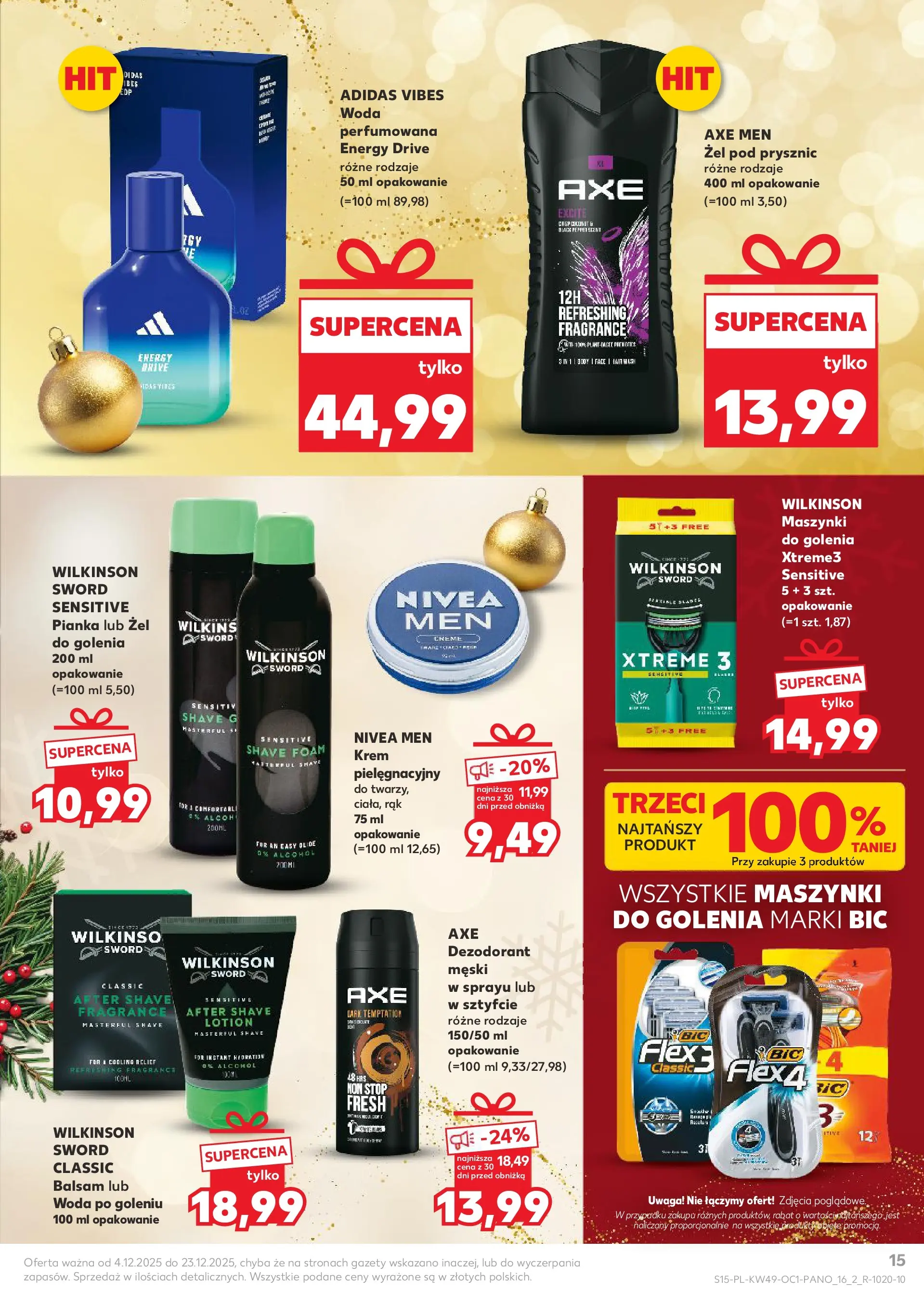 Kaufland gazetka - Drogeria od 04.12.2025 - od jutra PDF | Strona: 15 | Produkty: Prysznic, Maszynki do golenia, Dezodorant, Lotion