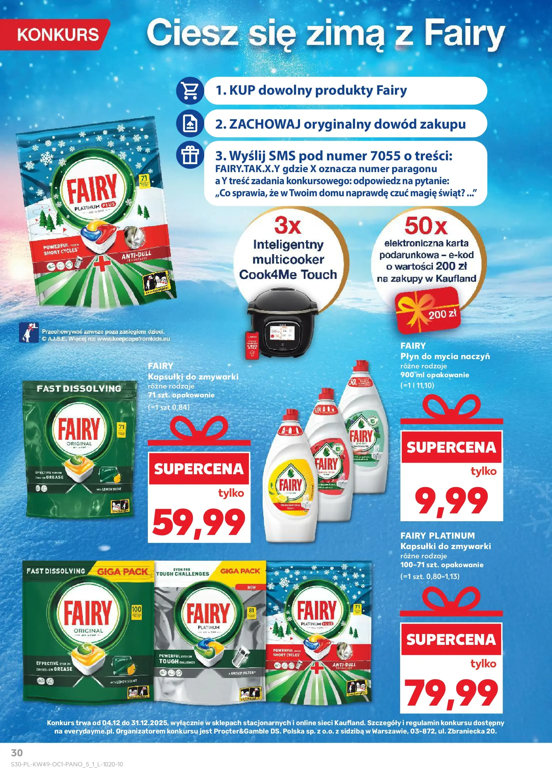 Kaufland gazetka - Drogeria od 04.12.2025 - od jutra PDF | Strona: 30 | Produkty: Karta, Fairy platinum, Fairy, Kapsułki do zmywarki