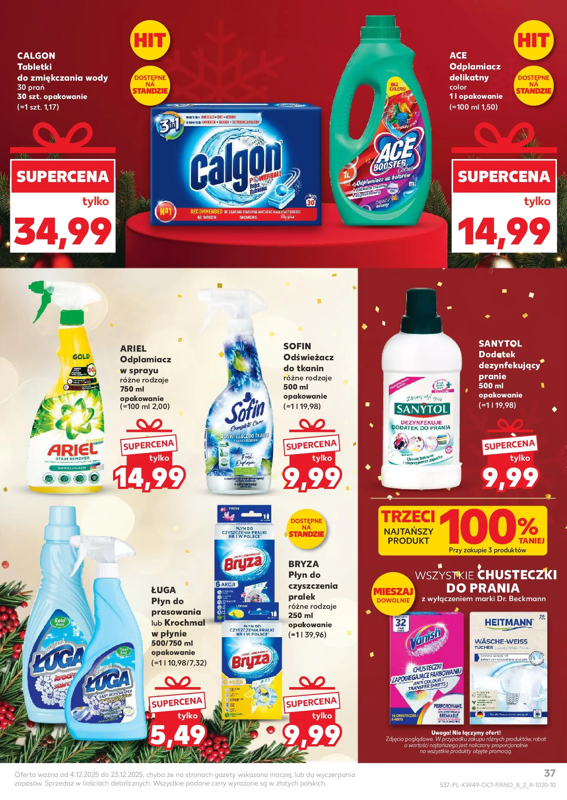 Kaufland gazetka - Drogeria od 04.12.2025 - od jutra PDF | Strona: 37 | Produkty: Odświeżacz, Calgon, Ariel, Odplamiacz