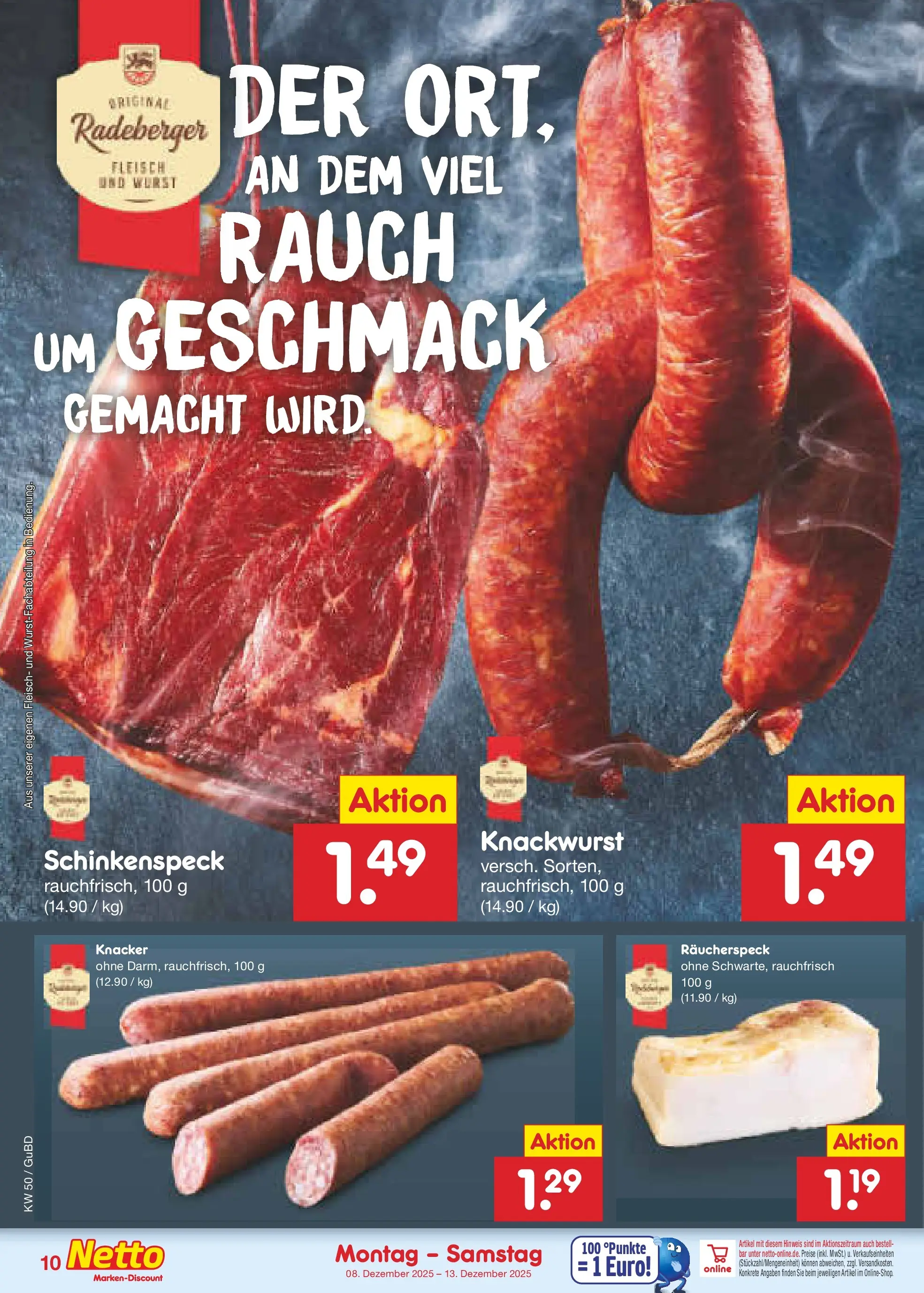 Netto Marken-Discount prospekt Augustusburg (ab 08.12.2025) » Angebote | Seite: 10 | Produkte: Wurst, Fleisch Netto Marken-Discount prospekt Augustusburg (ab 08.12.2025) » Angebote | Seite: 10 | Produkte: Wurst, Fleisch