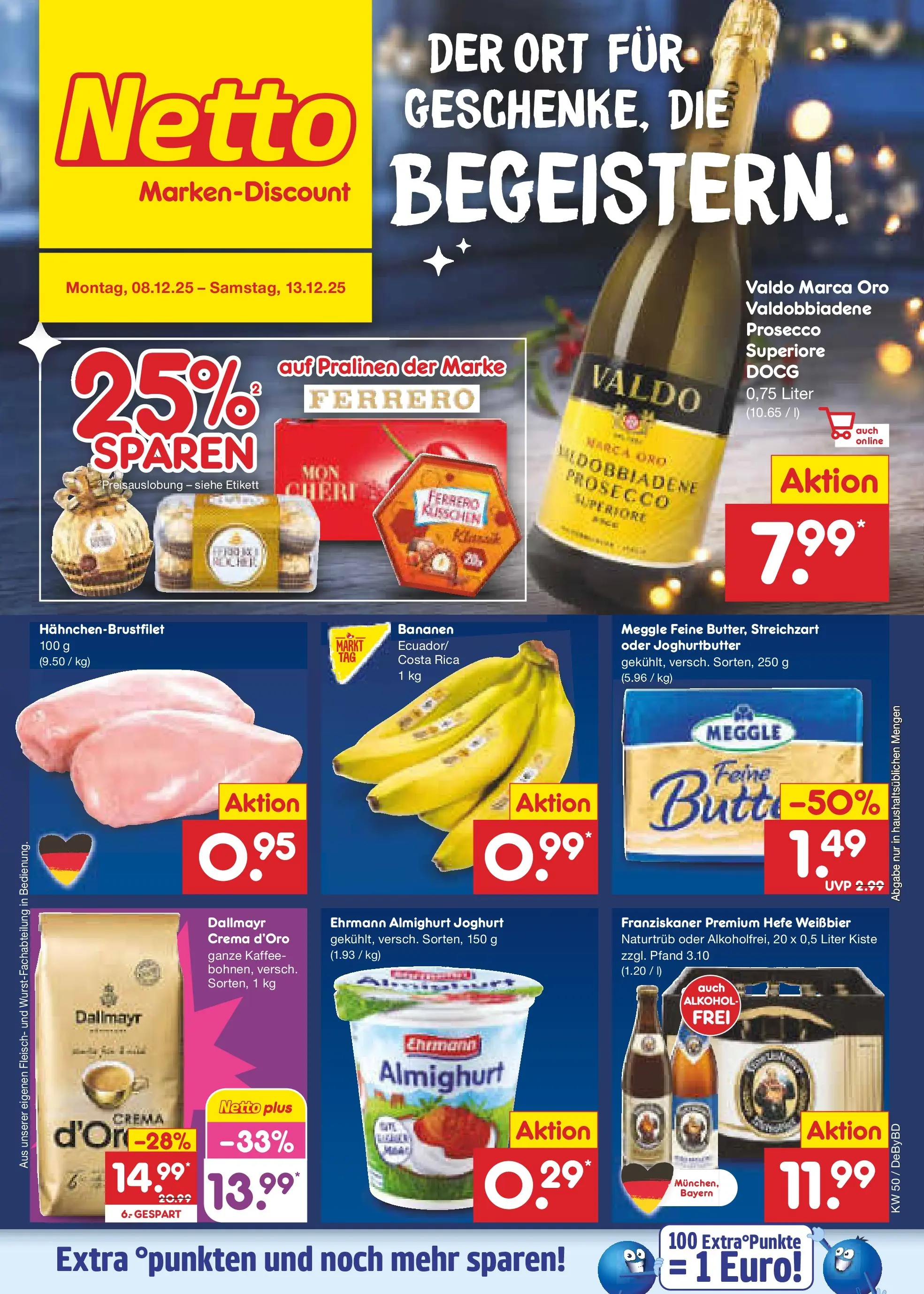 Netto Marken-Discount prospekt Buttenwiesen	 (ab 08.12.2025) » Angebote | Seite: 1 | Produkte: Franziskaner, Kaffee, Weißbier, Bananen