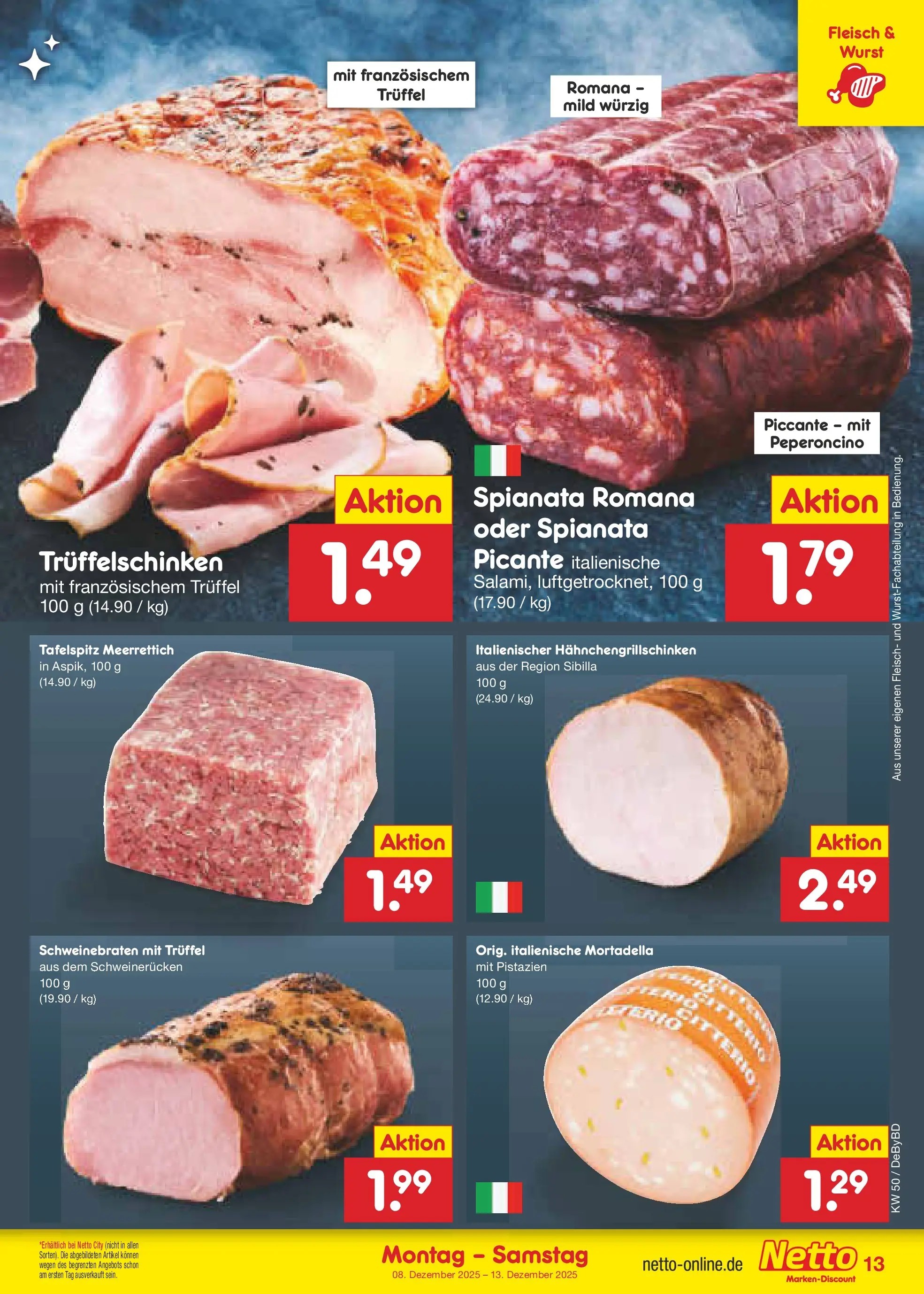 Netto Marken-Discount prospekt Buttenwiesen	 (ab 08.12.2025) » Angebote | Seite: 13 | Produkte: Tafelspitz, Wurst, Schweinerucken, Fleisch
