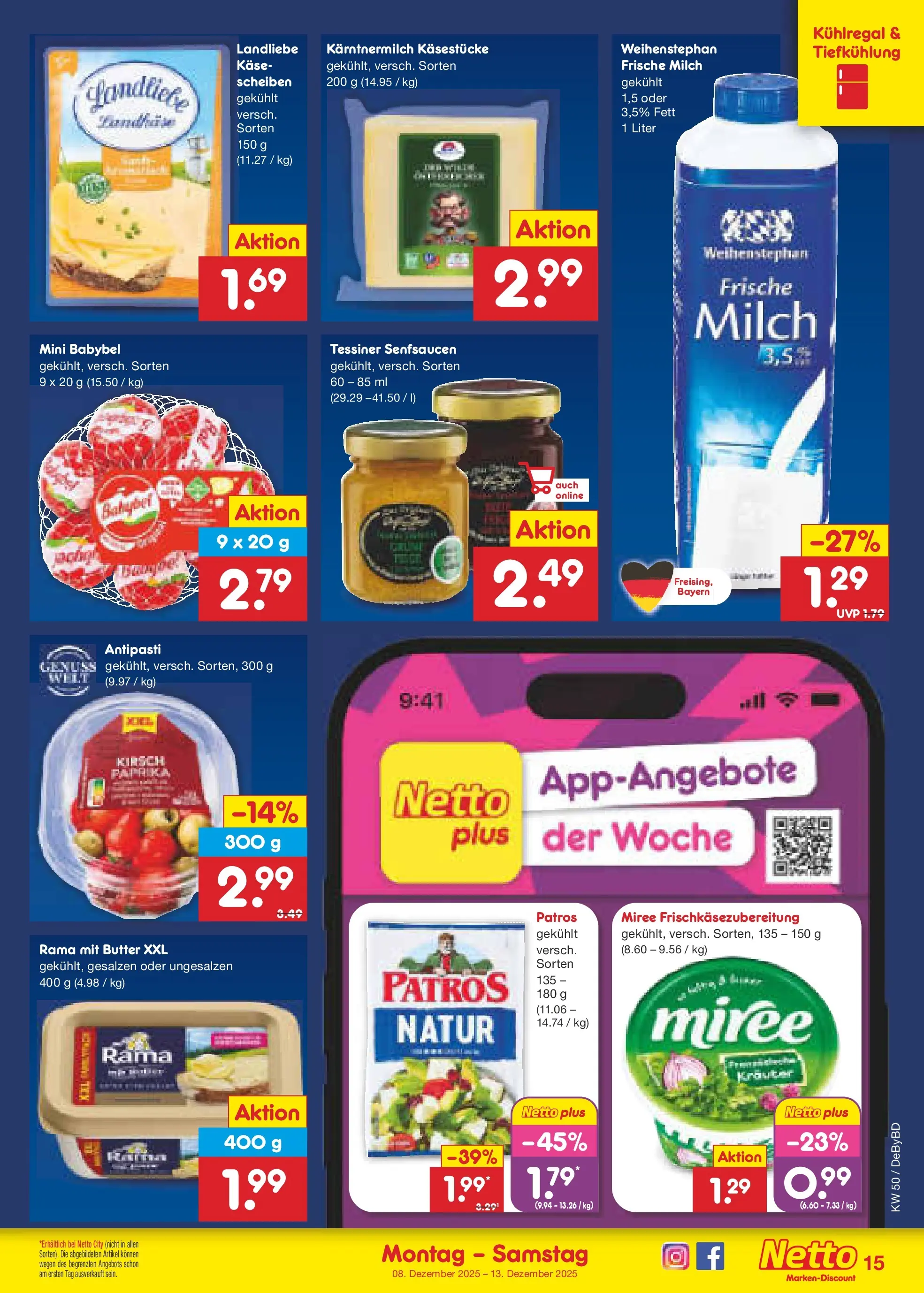 Netto Marken-Discount prospekt Buttenwiesen	 (ab 08.12.2025) » Angebote | Seite: 15 | Produkte: Milch, Butter, Patros, Kraut