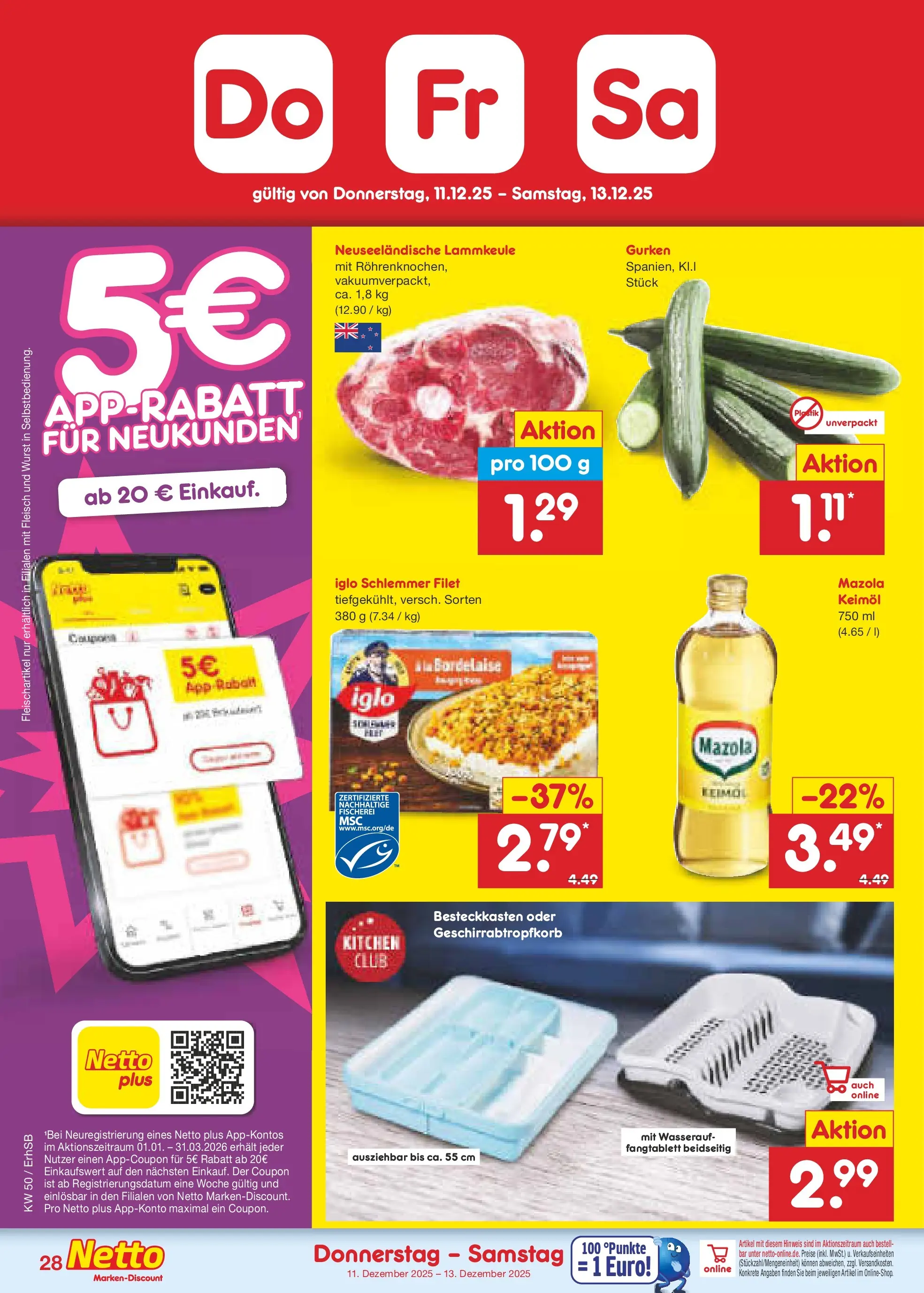 Netto Marken-Discount prospekt Metten	 (ab 08.12.2025) » Angebote | Seite: 36 | Produkte: Lammkeule, Wurst, Fleisch, Gurken