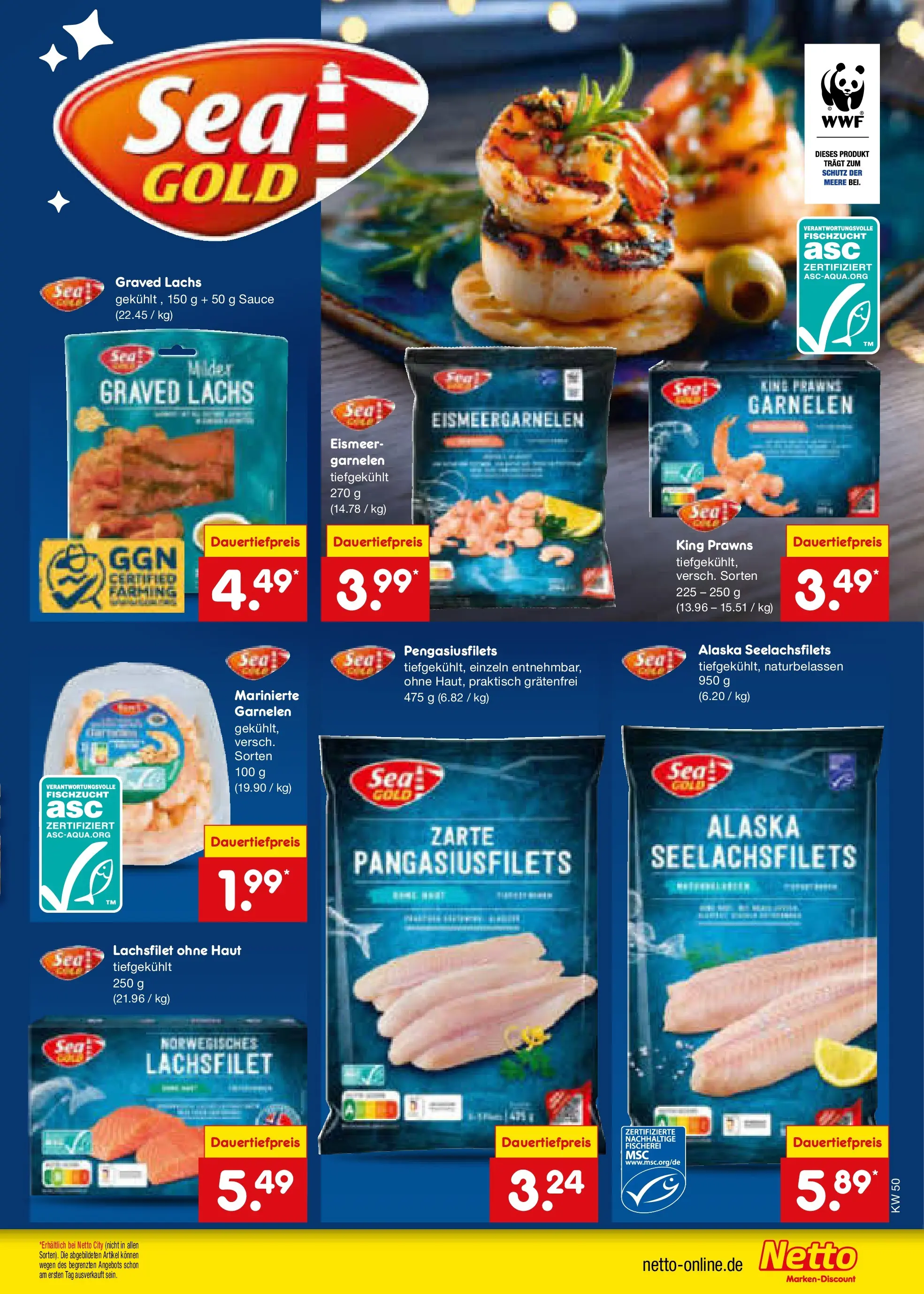 Netto Marken-Discount prospekt Bonn	 (ab 07.12.2025) » Angebote | Seite: 52 | Produkte: Garnelen, Lachs