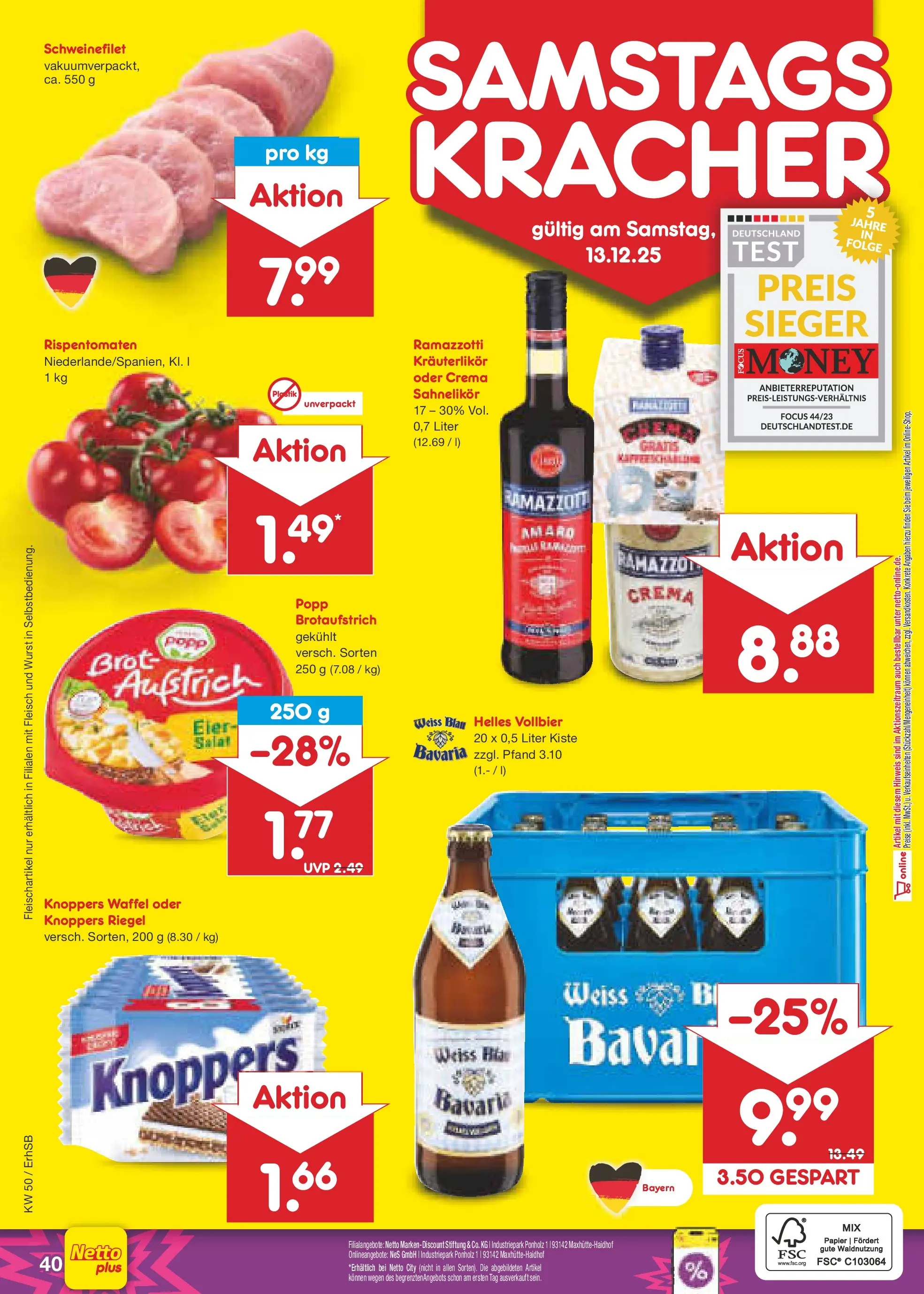 Netto Marken-Discount prospekt Metten	 (ab 08.12.2025) » Angebote | Seite: 48 | Produkte: Wurst, Knoppers, Ramazzotti, Salat