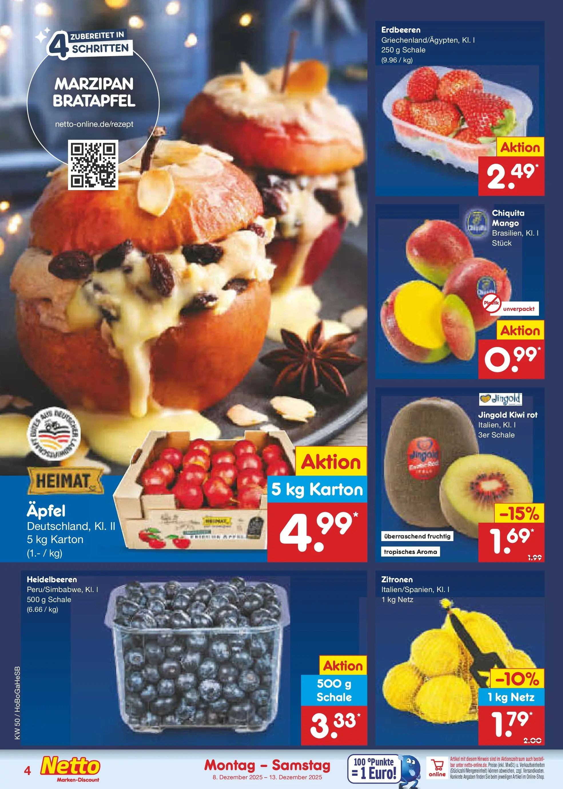 Netto Marken-Discount prospekt Hannover	 (ab 07.12.2025) » Angebote | Seite: 4 | Produkte: Äpfel, Heidelbeeren, Erdbeeren, Zitronen