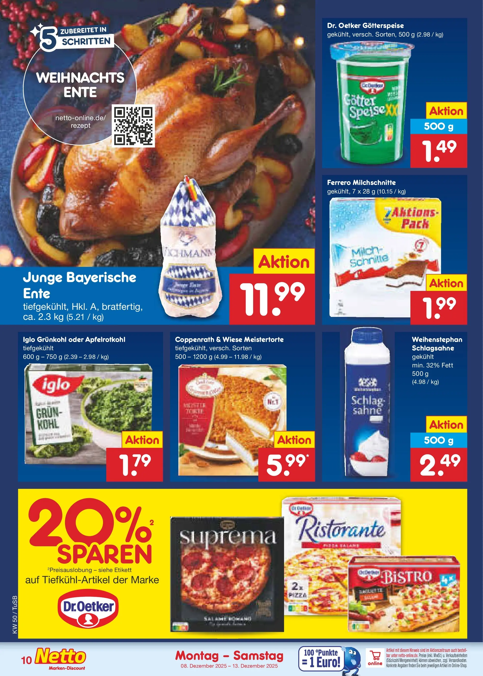 Netto Marken-Discount prospekt Lahr-Langenwinkel	 (ab 07.12.2025) » Angebote | Seite: 10 | Produkte: Ristorante, Milch, Iglo, Ferrero milchschnitte