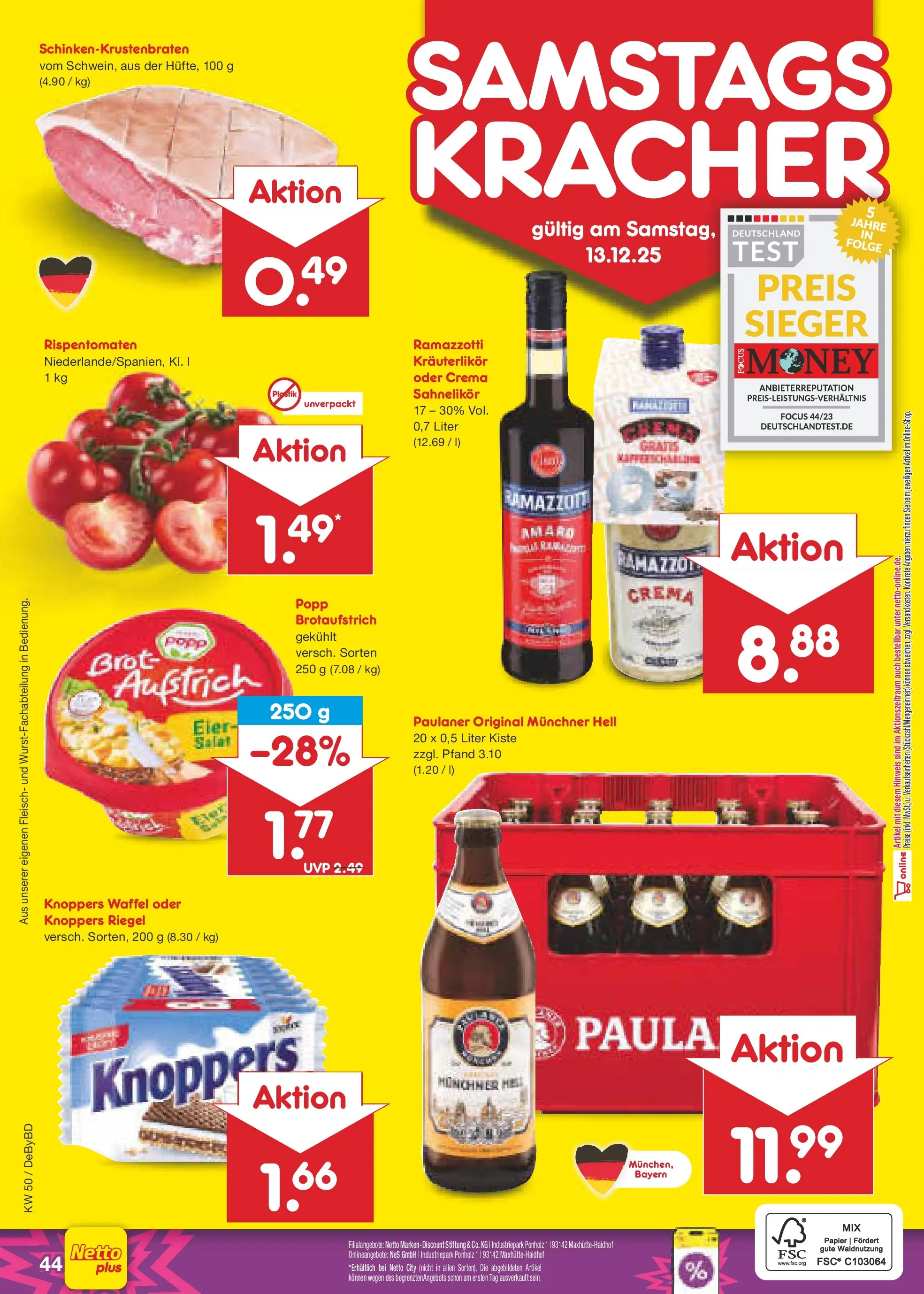 Netto Marken-Discount prospekt Buttenwiesen	 (ab 08.12.2025) » Angebote | Seite: 48 | Produkte: Rama, Eier, Salat, Paulaner