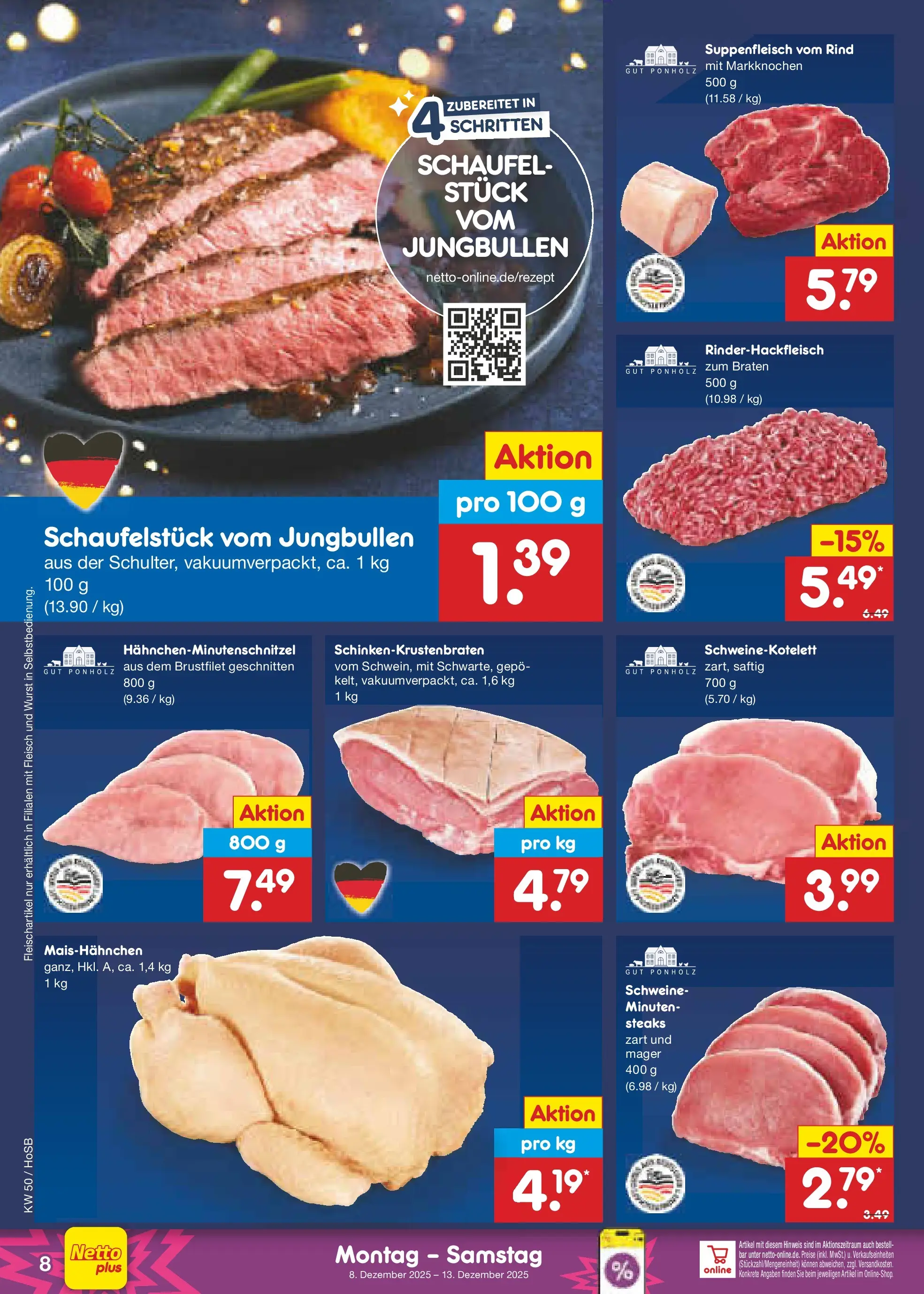 Netto Marken-Discount prospekt Hannover	 (ab 07.12.2025) » Angebote | Seite: 8 | Produkte: Suppenfleisch, Wurst, Fleisch