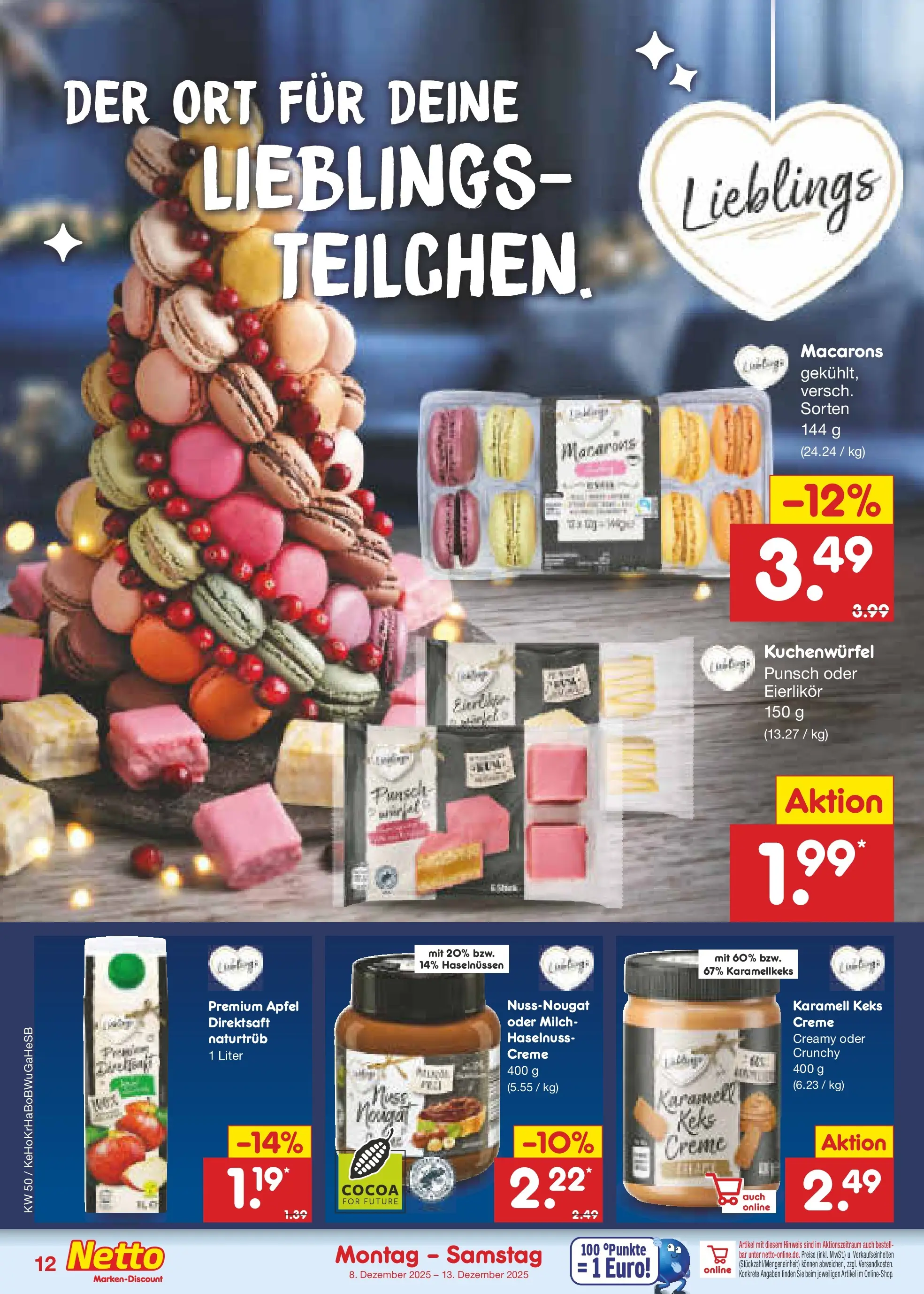 Netto Marken-Discount prospekt Bonn	 (ab 07.12.2025) » Angebote | Seite: 12 | Produkte: Milch, Äpfel, Creme