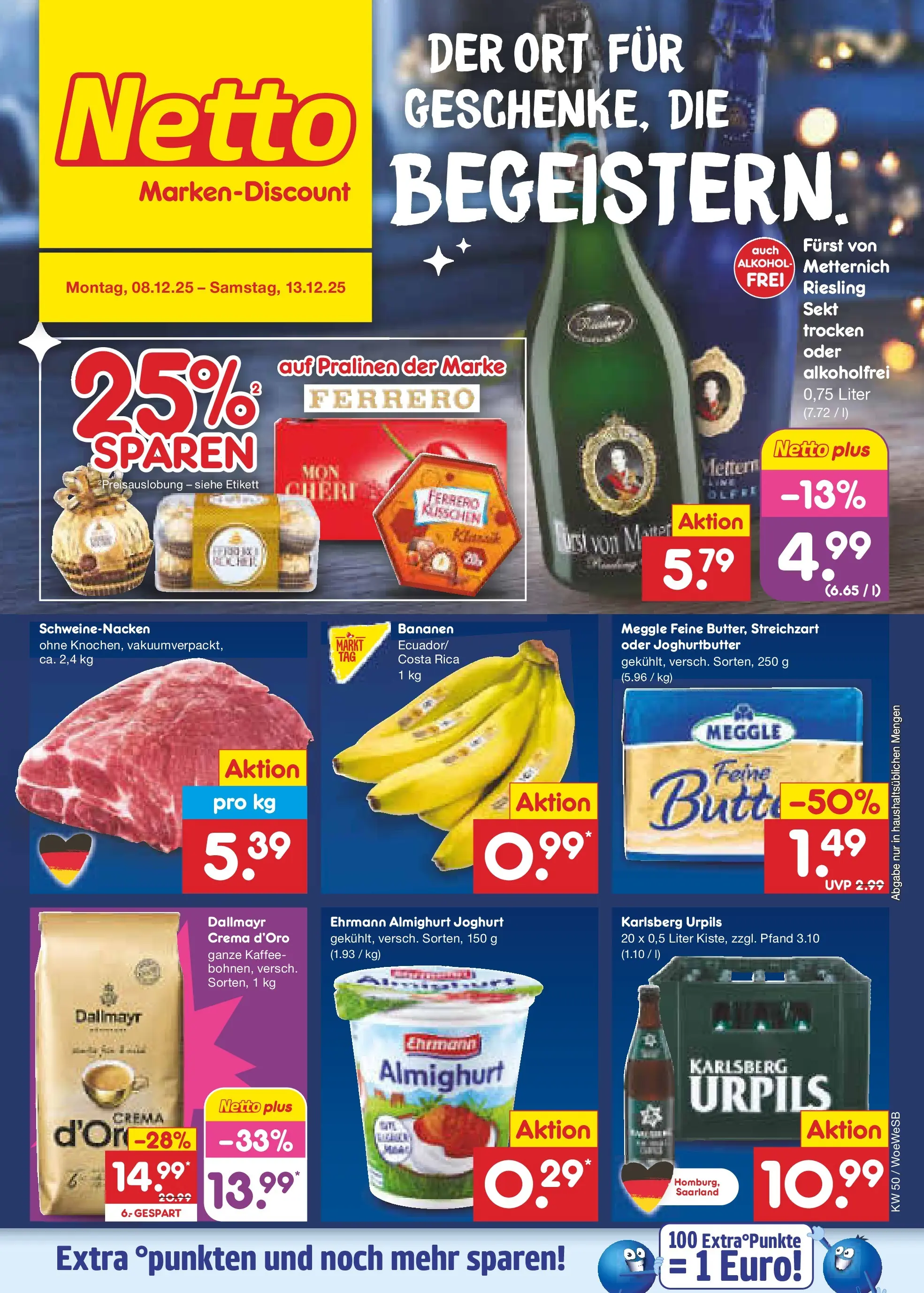 Netto Marken-Discount prospekt Katzweiler	 (ab 07.12.2025) » Angebote | Seite: 1 | Produkte: Ehrmann almighurt, Kaffee, Sekt, Schweinenacken