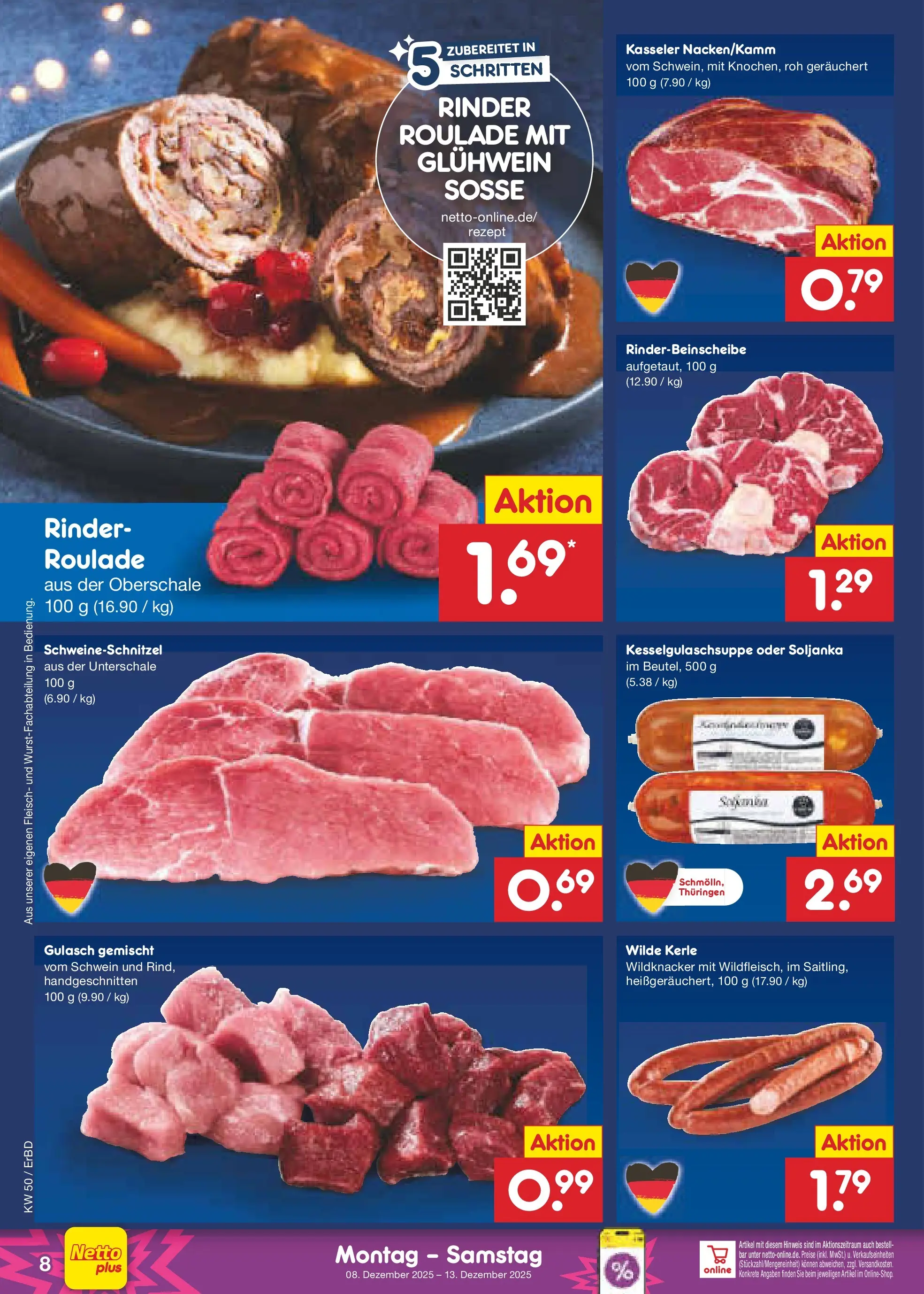 Netto Marken-Discount prospekt Jena-Lobeda	 (ab 08.12.2025) » Angebote | Seite: 8 | Produkte: Soße, Gulasch, Fleisch