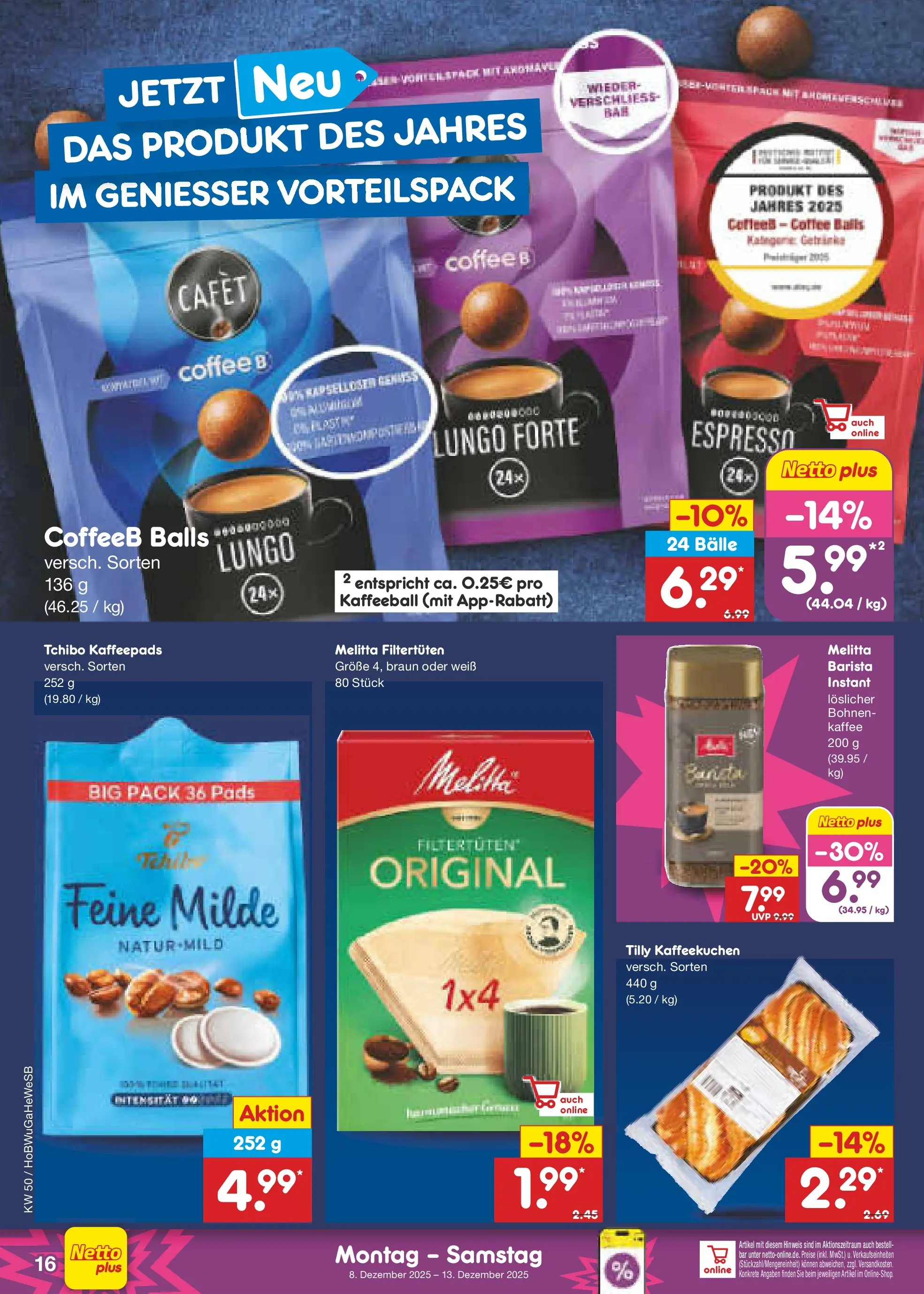 Netto Marken-Discount prospekt Hannover	 (ab 07.12.2025) » Angebote | Seite: 16 | Produkte: Melitta, Kaffeepads, Kaffee