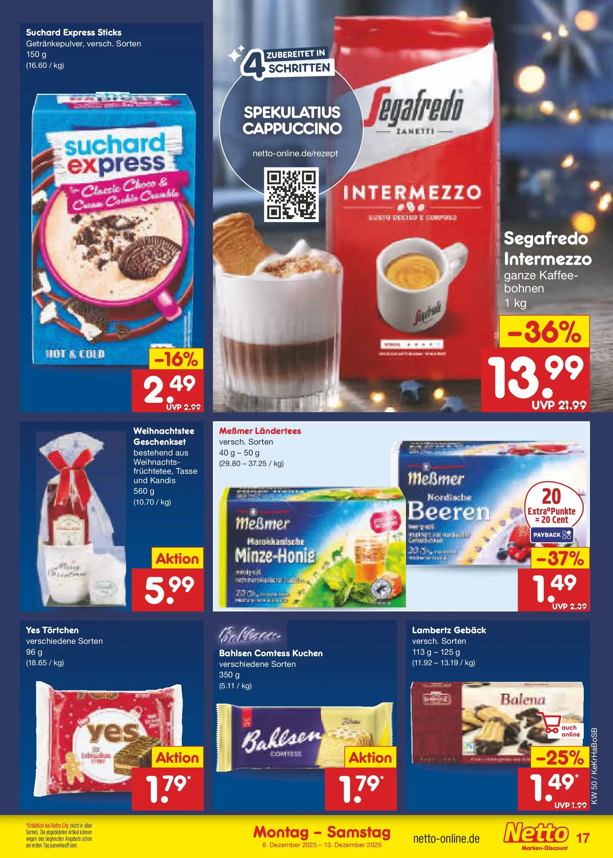 Netto Marken-Discount prospekt Bonn	 (ab 07.12.2025) » Angebote | Seite: 17 | Produkte: Kaffee, Messmer, Kuchen, Segafredo