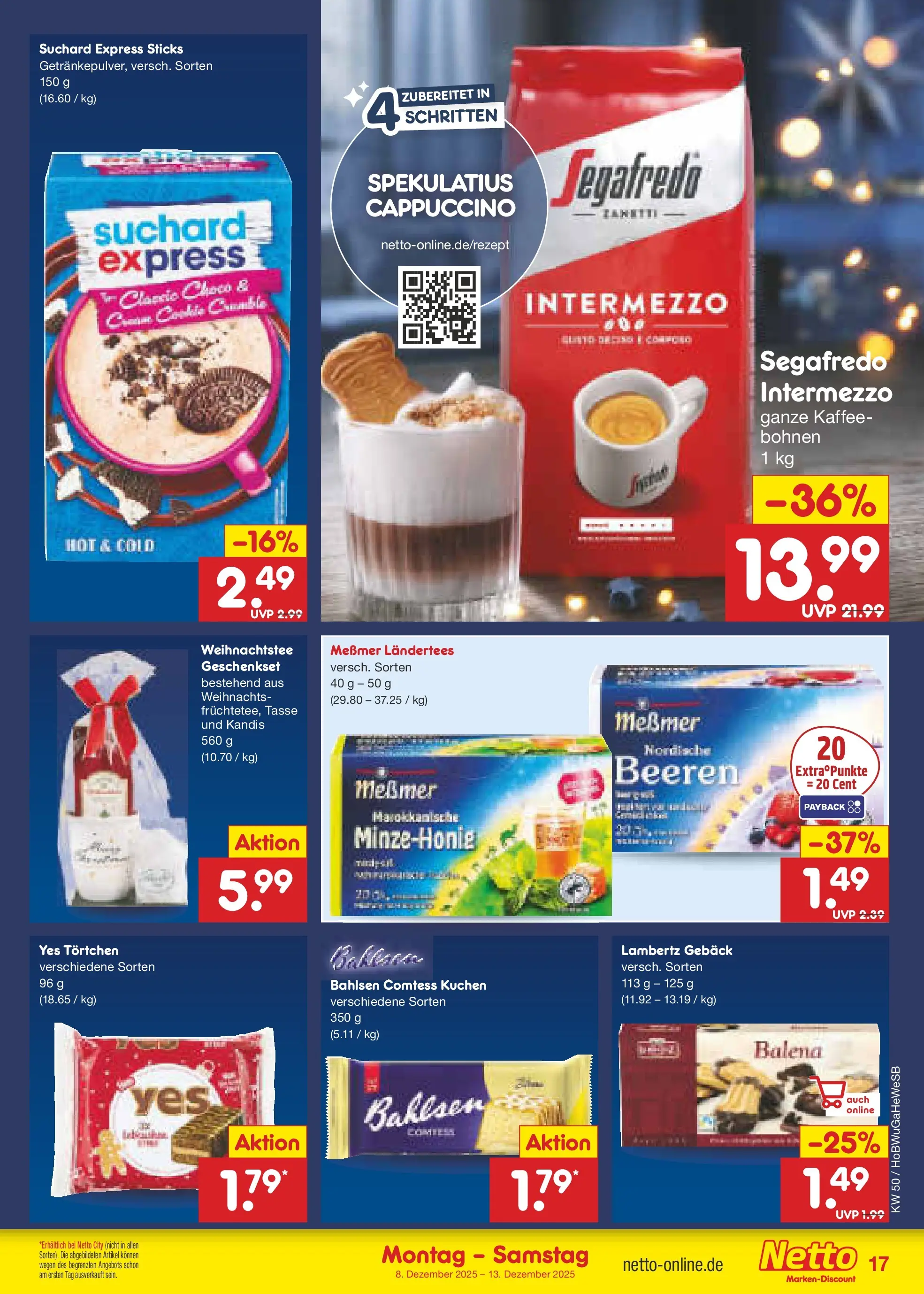 Netto Marken-Discount prospekt Hannover	 (ab 07.12.2025) » Angebote | Seite: 17 | Produkte: Kaffee, Messmer, Kuchen, Segafredo