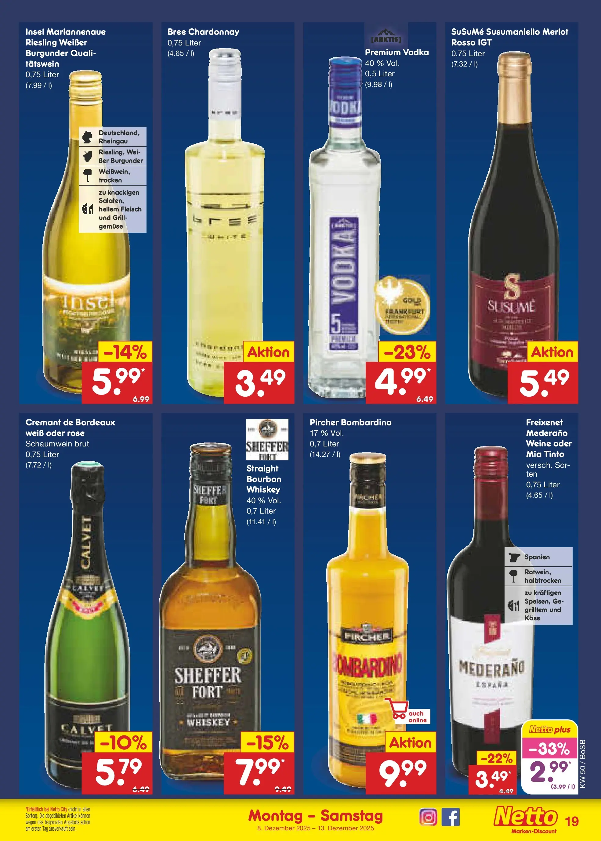 Netto Marken-Discount prospekt Stadtlohn	 (ab 08.12.2025) » Angebote | Seite: 19 | Produkte: Grill, Käse, Bree, Whiskey