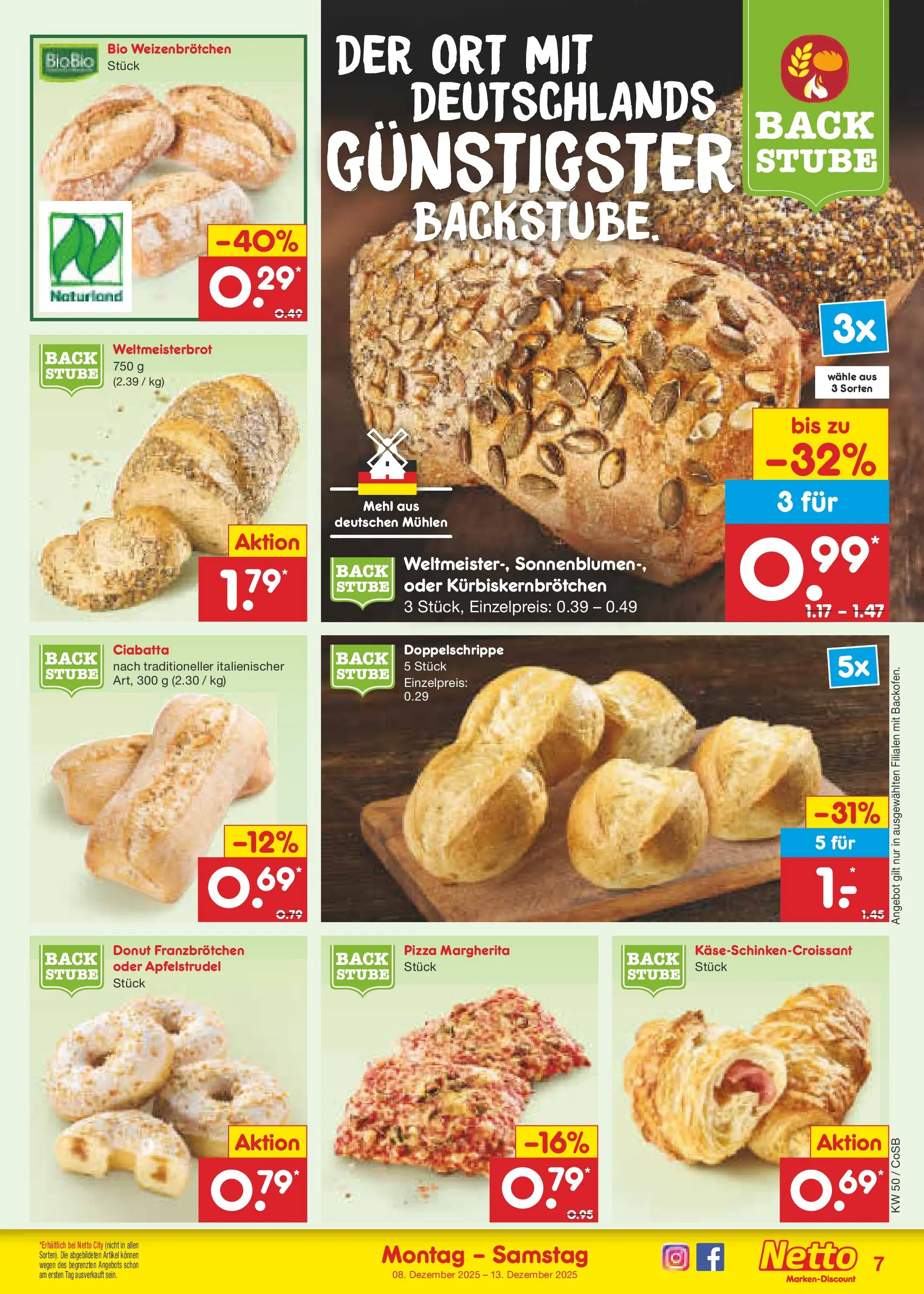 Netto Marken-Discount prospekt Bitterfeld-Wolfen	 (ab 07.12.2025) » Angebote | Seite: 7 | Produkte: Mehl, Pizza