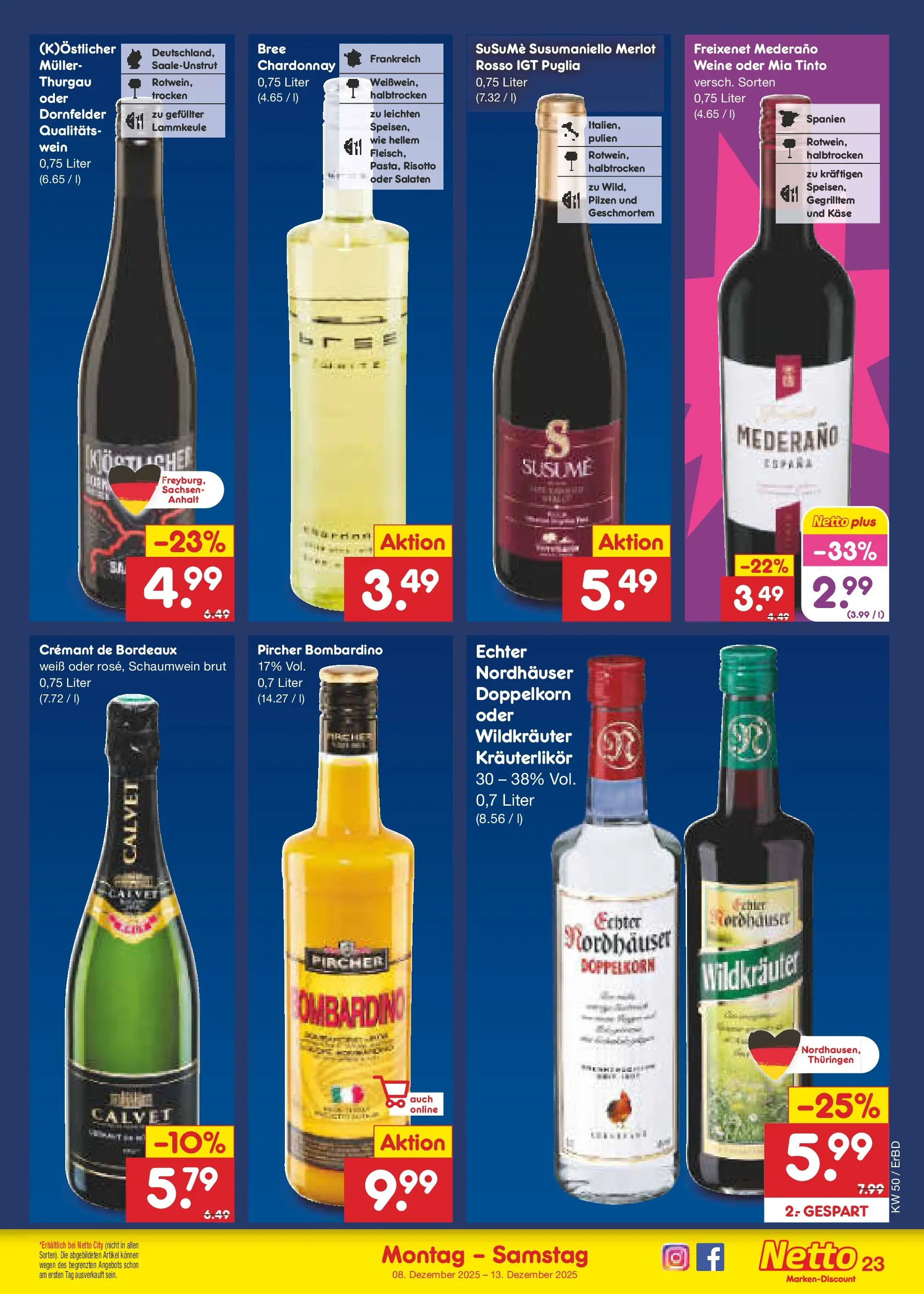 Netto Marken-Discount prospekt Jena-Lobeda	 (ab 08.12.2025) » Angebote | Seite: 23 | Produkte: Lammkeule, Freixenet, Merlot, Bree