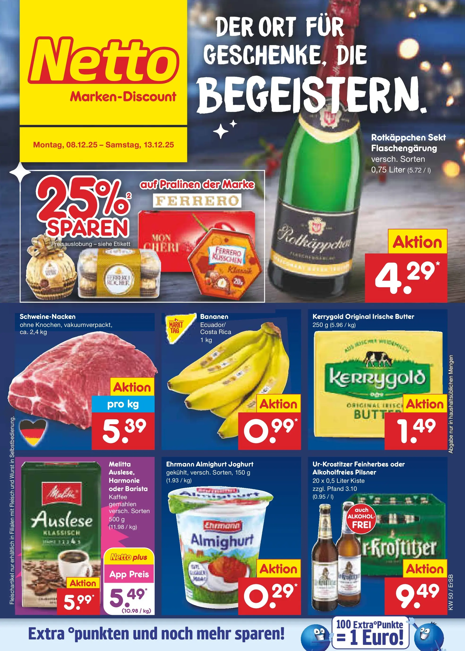 Netto Marken-Discount prospekt Erfurt	 (ab 07.12.2025) » Angebote | Seite: 1 | Produkte: Rotkappchen sekt, Melitta, Wurst, Rotkäppchen
