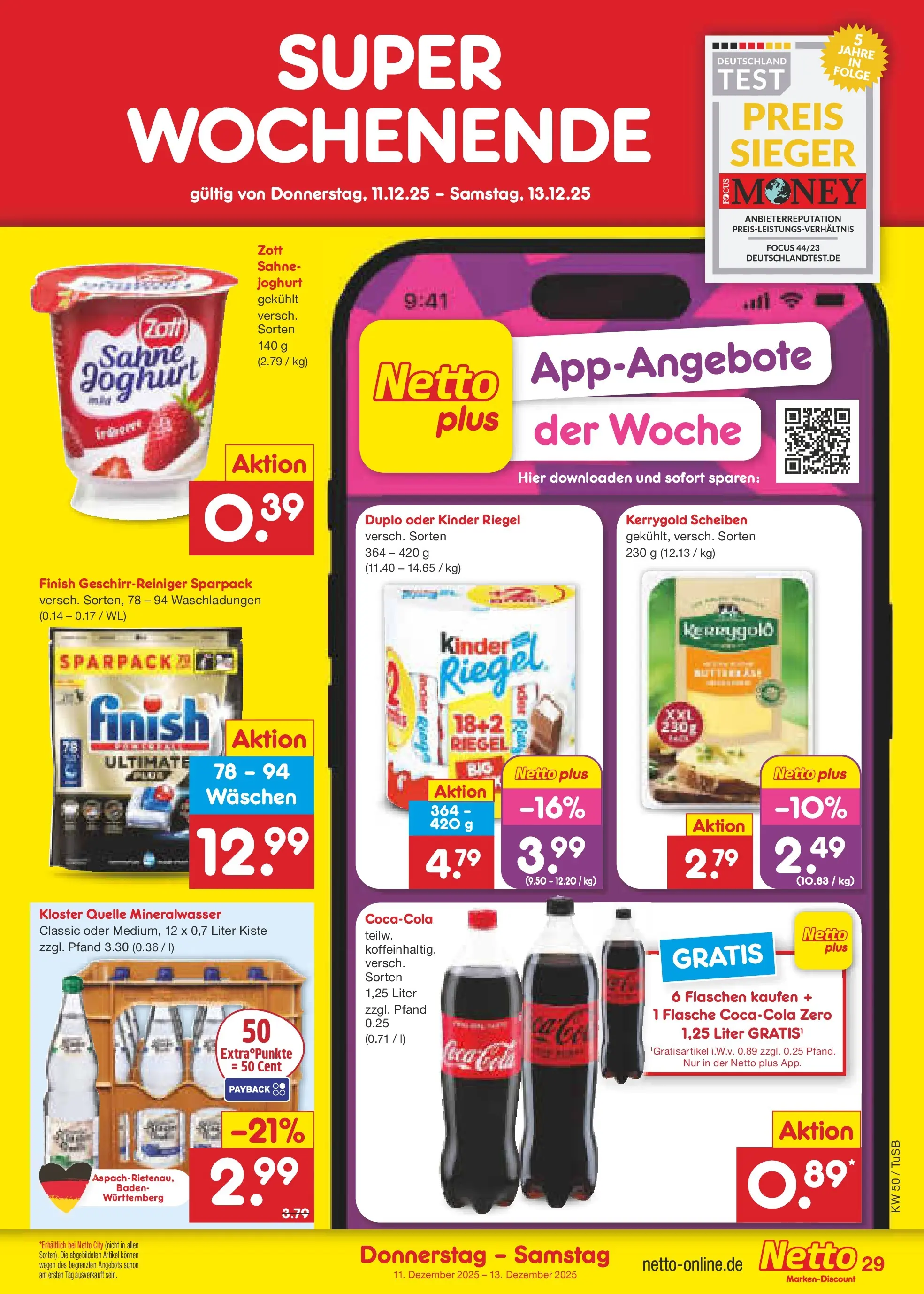 Netto Marken-Discount prospekt Lahr-Langenwinkel	 (ab 07.12.2025) » Angebote | Seite: 37 | Produkte: Joghurt, Finish, Mineralwasser, Sahne