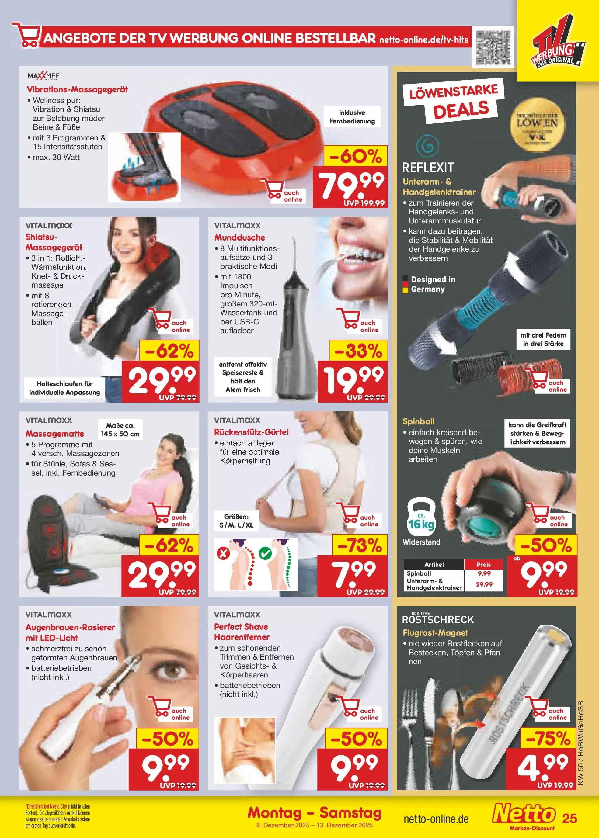 Netto Marken-Discount prospekt Hannover	 (ab 07.12.2025) » Angebote | Seite: 31 | Produkte: Massagegerät, TV
