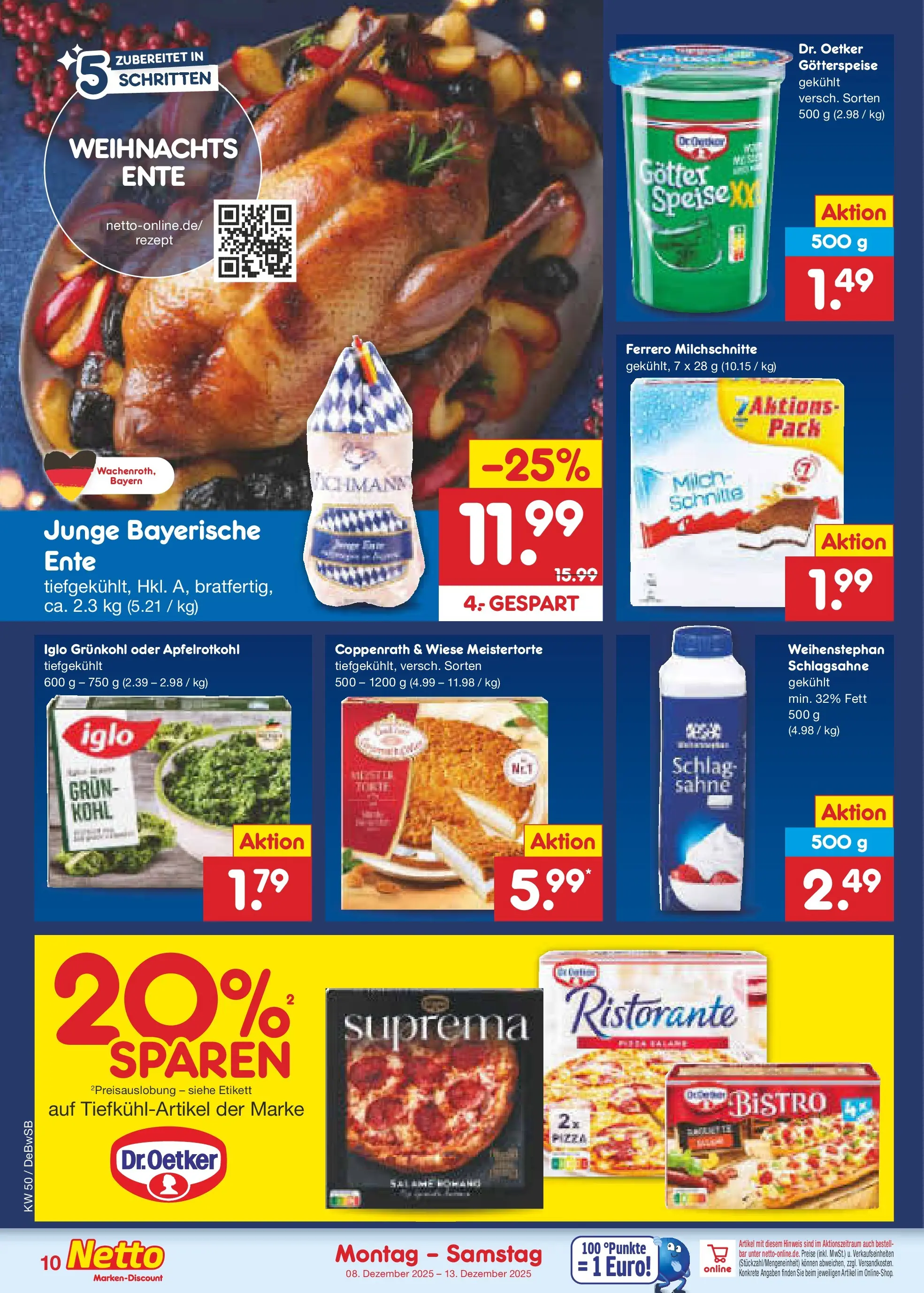 Netto Marken-Discount prospekt Waiblingen-Bittenfeld	 (ab 08.12.2025) » Angebote | Seite: 10 | Produkte: Ristorante, Milch, Sahne, Ente