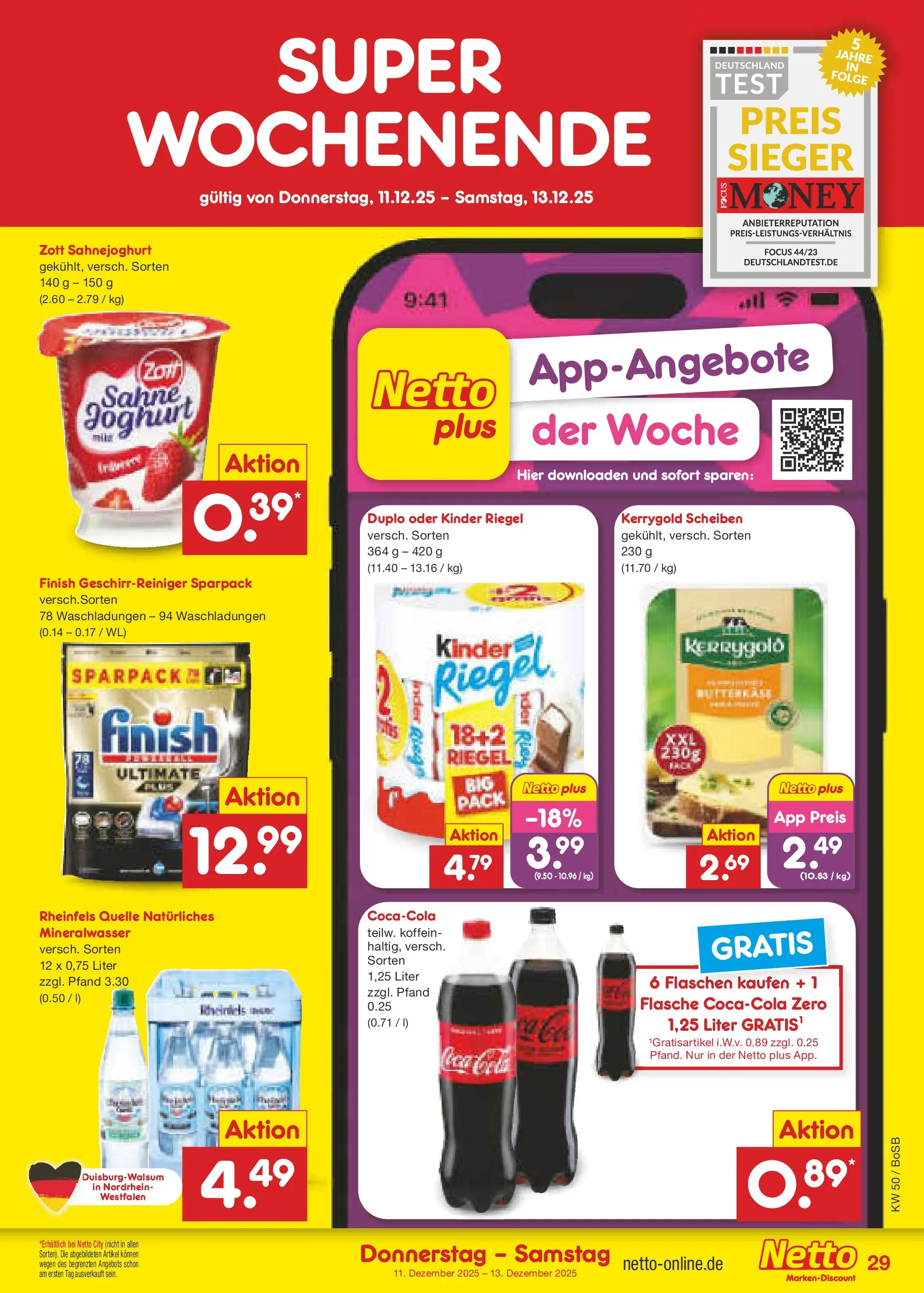 Netto Marken-Discount prospekt Stadtlohn	 (ab 08.12.2025) » Angebote | Seite: 37 | Produkte: Joghurt, Kinder riegel, Sahne, Rheinfels quelle