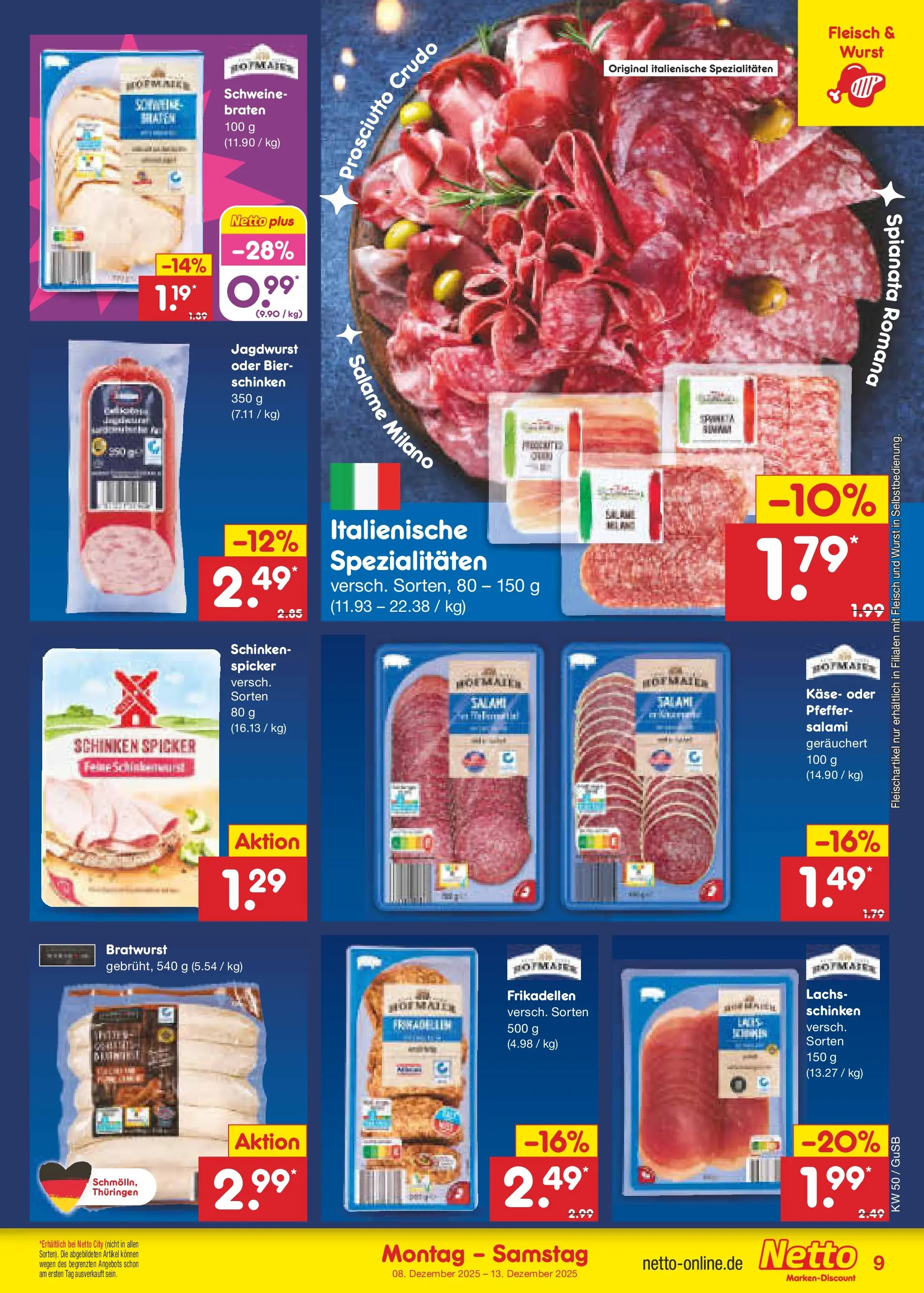 Netto Marken-Discount prospekt Machern	 (ab 08.12.2025) » Angebote | Seite: 9 | Produkte: Käse, Pfeffer, Wurst, Schinken
