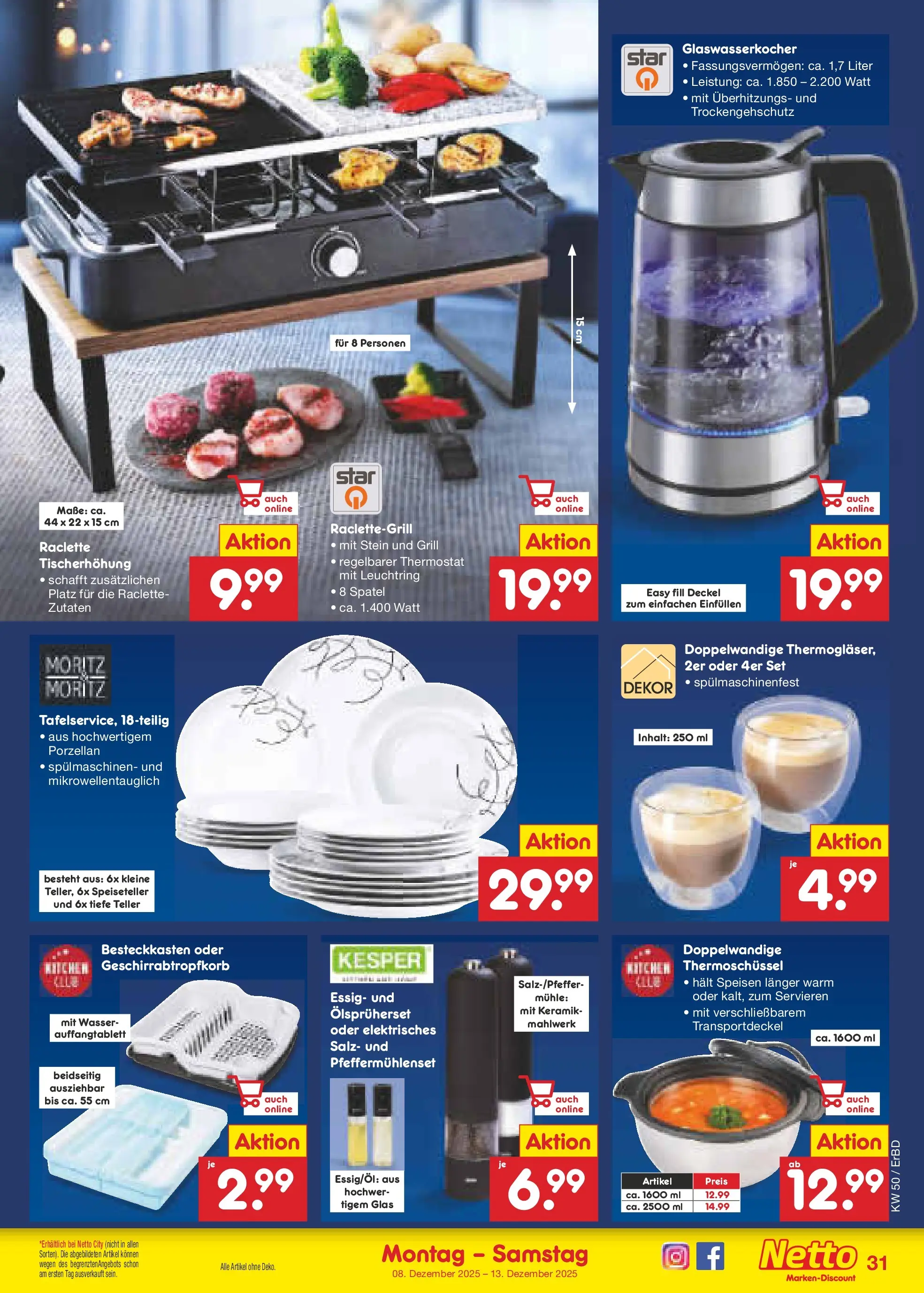 Netto Marken-Discount prospekt Jena-Lobeda	 (ab 08.12.2025) » Angebote | Seite: 33 | Produkte: Essig, Wasser, Salz, Raclette