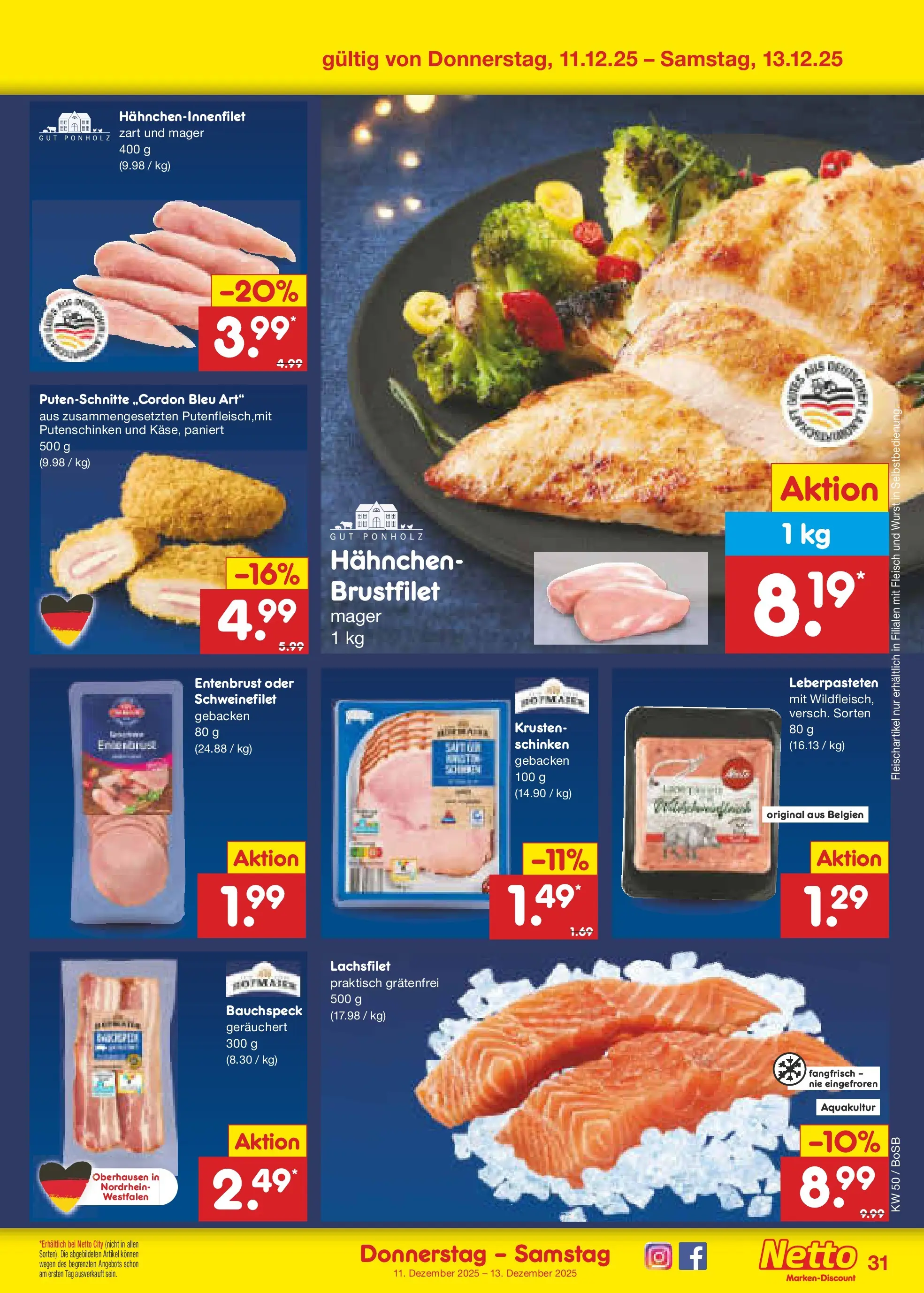 Netto Marken-Discount prospekt Stadtlohn	 (ab 08.12.2025) » Angebote | Seite: 39 | Produkte: Hahnchen, Schweinefilet, Schinken, Fleisch