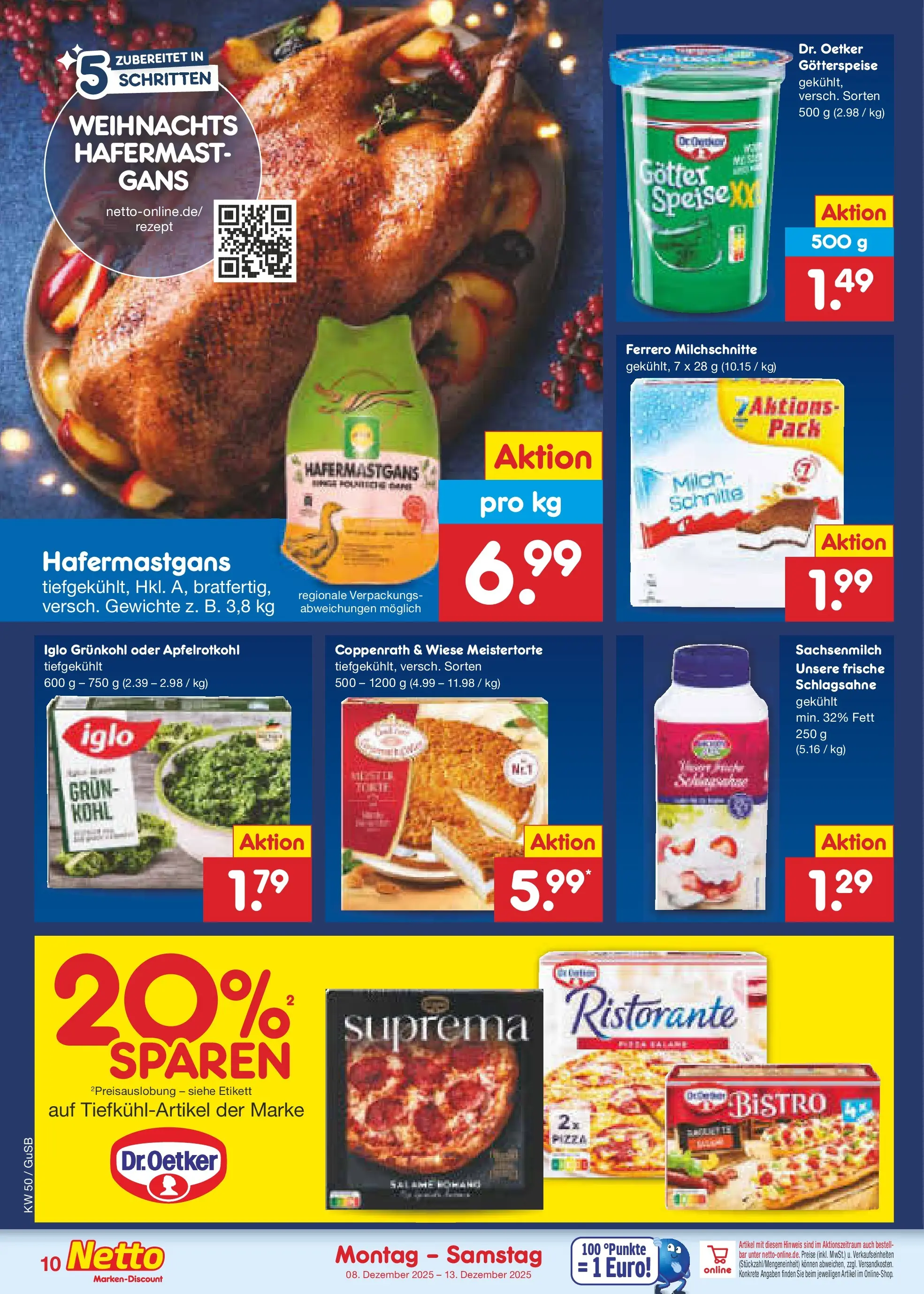 Netto Marken-Discount prospekt Machern	 (ab 08.12.2025) » Angebote | Seite: 10 | Produkte: Ristorante, Milch, Iglo, Ferrero milchschnitte