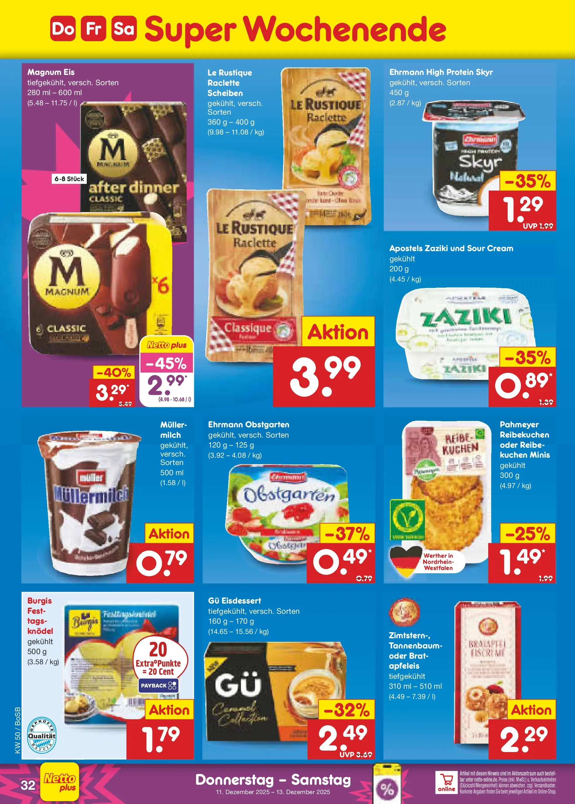 Netto Marken-Discount prospekt Stadtlohn	 (ab 08.12.2025) » Angebote | Seite: 40 | Produkte: Milch, Raclette, Kuchen, Eis