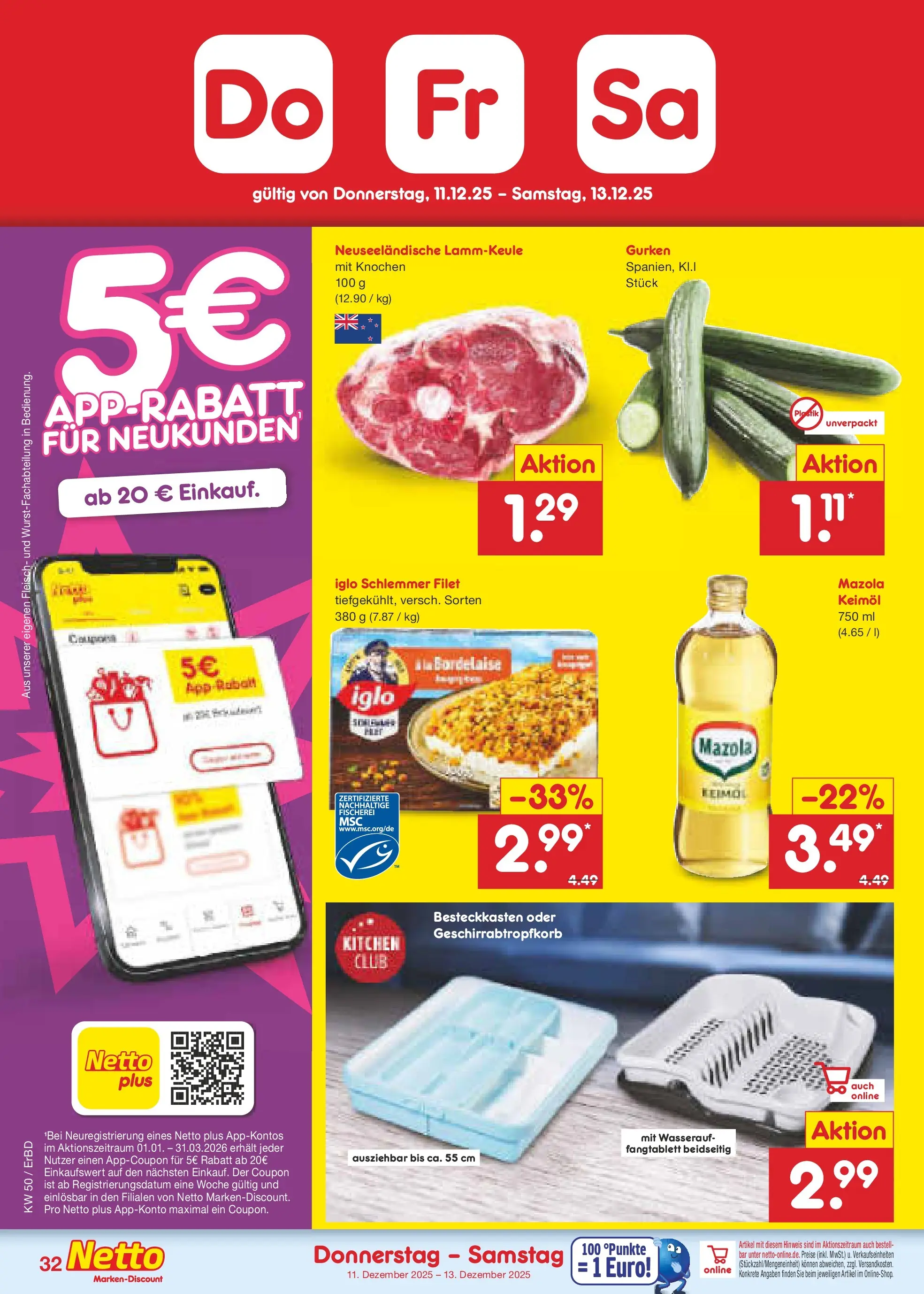 Netto Marken-Discount prospekt Jena-Lobeda	 (ab 08.12.2025) » Angebote | Seite: 36 | Produkte: Lammkeule, Iglo, Fleisch, Gurken