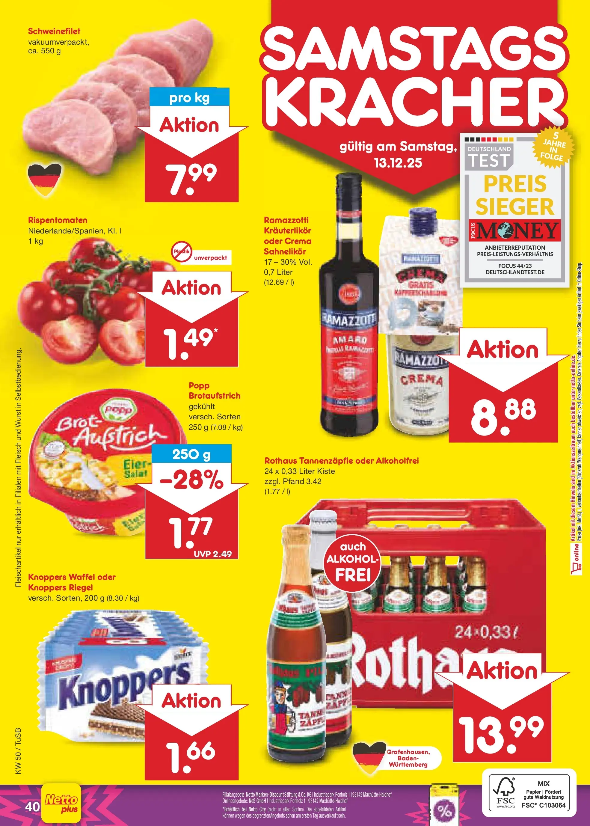 Netto Marken-Discount prospekt Lahr-Langenwinkel	 (ab 07.12.2025) » Angebote | Seite: 48 | Produkte: Eier, Brot, Fleisch, Ramazzotti