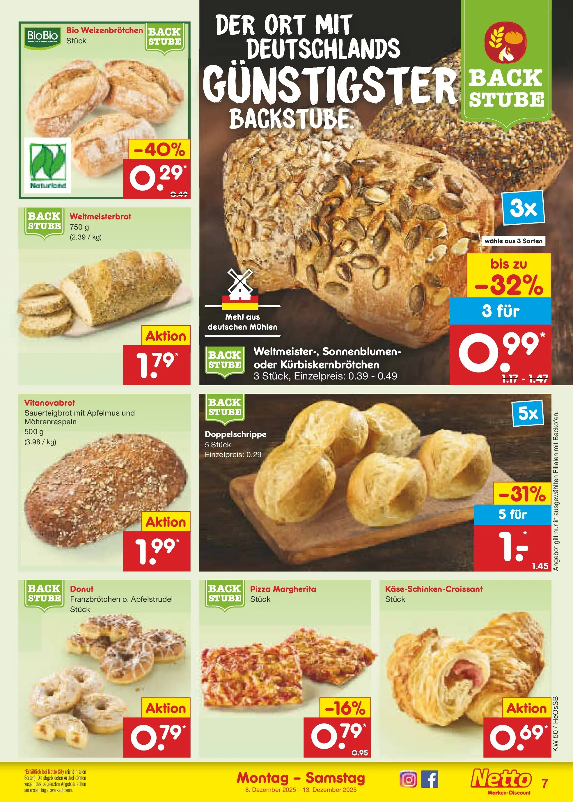 Netto Marken-Discount prospekt Kröpelin	 (ab 07.12.2025) » Angebote | Seite: 7 | Produkte: Mehl, Pizza