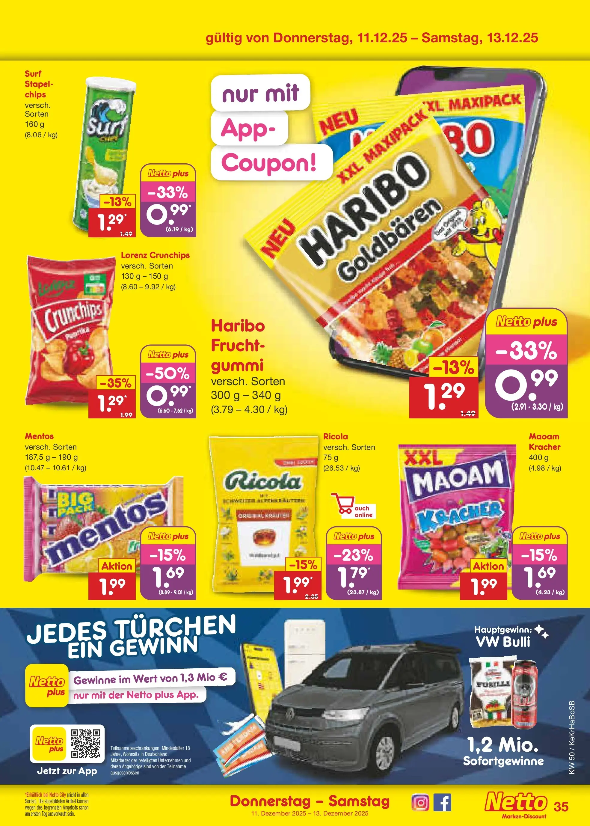 Netto Marken-Discount prospekt Bonn	 (ab 07.12.2025) » Angebote | Seite: 43 | Produkte: Haribo, Lorenz crunchips, Chips