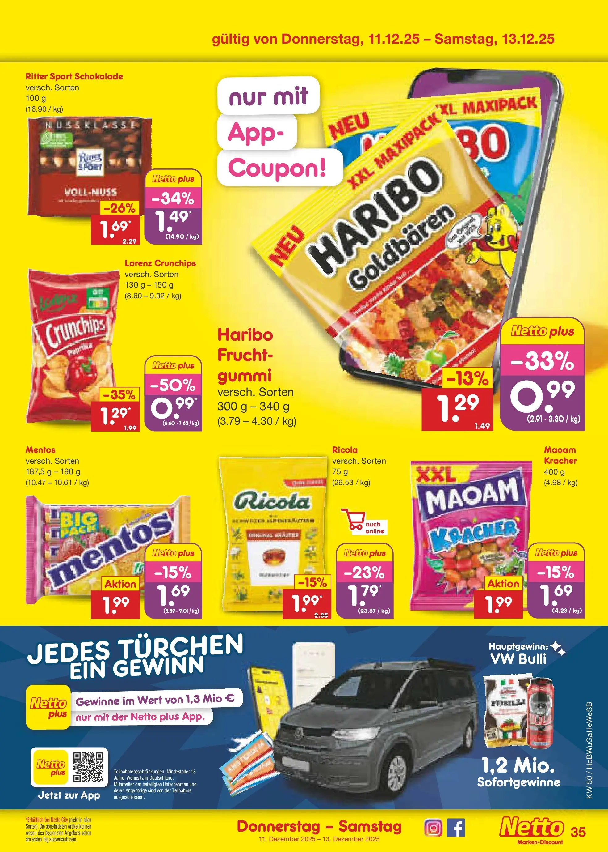 Netto Marken-Discount prospekt Hannover	 (ab 07.12.2025) » Angebote | Seite: 43 | Produkte: Haribo, Schokolade, Ritter sport, Lorenz crunchips