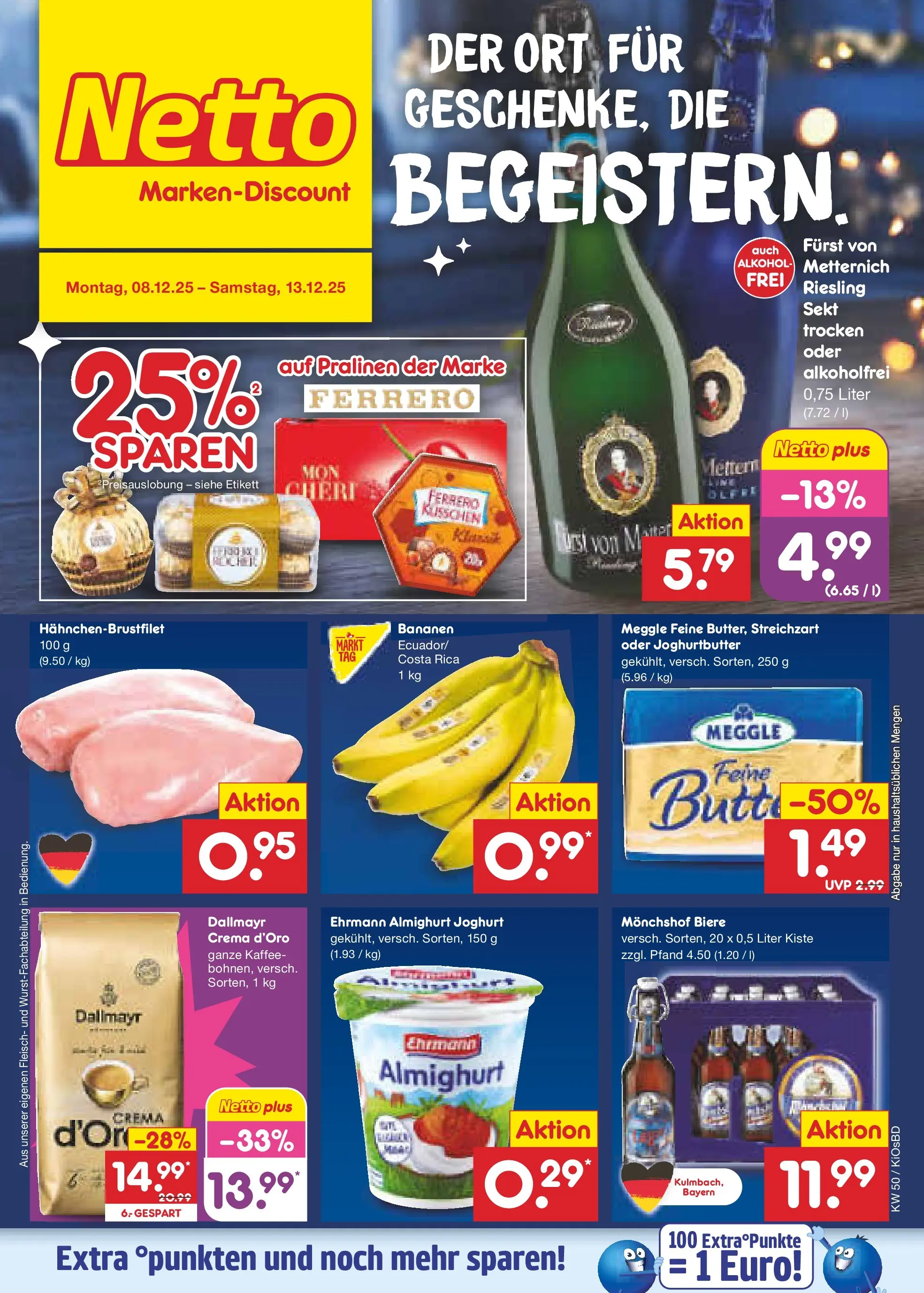 Netto Marken-Discount prospekt Mistelbach	 (ab 08.12.2025) » Angebote | Seite: 1 | Produkte: Monchshof, Joghurt, Sekt, Fleisch