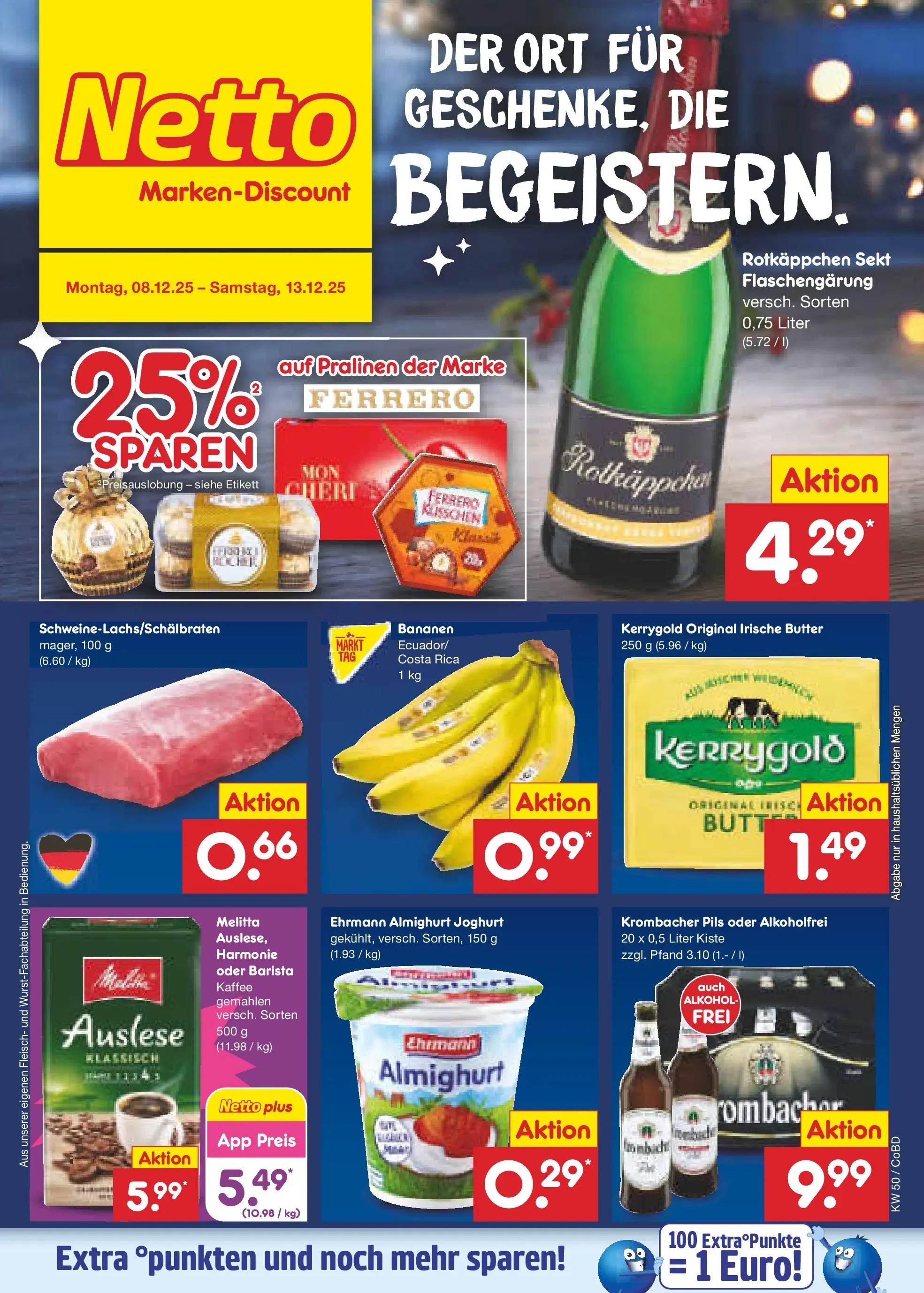 Netto Marken-Discount prospekt Delitzsch	 (ab 08.12.2025) » Angebote | Seite: 1 | Produkte: Rotkappchen sekt, Ehrmann almighurt, Pils, Rotkäppchen
