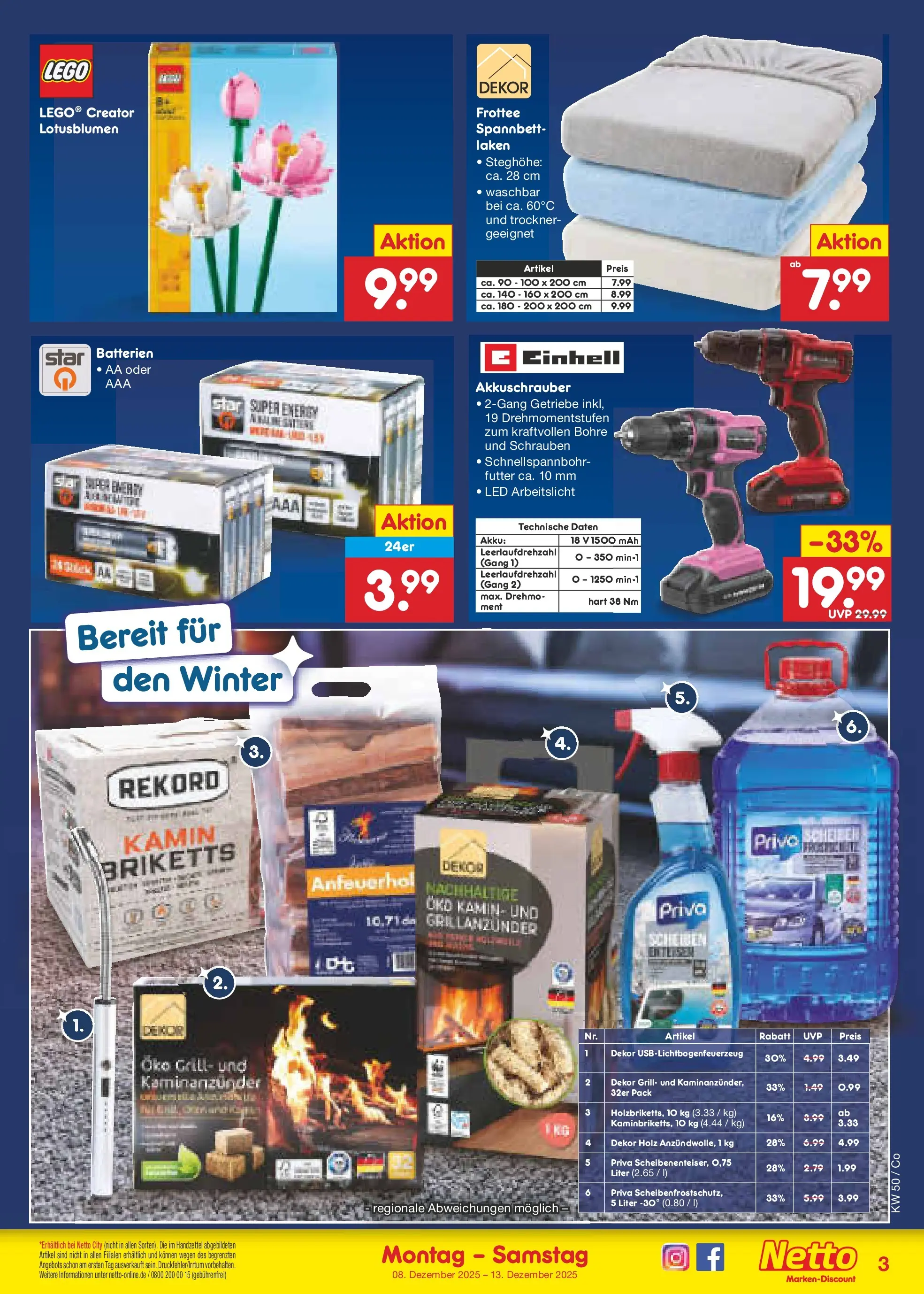 Netto Marken-Discount prospekt Bitterfeld-Wolfen	 (ab 07.12.2025) » Angebote | Seite: 25 | Produkte: Trockner, Kamin, Batterien, Akkuschrauber