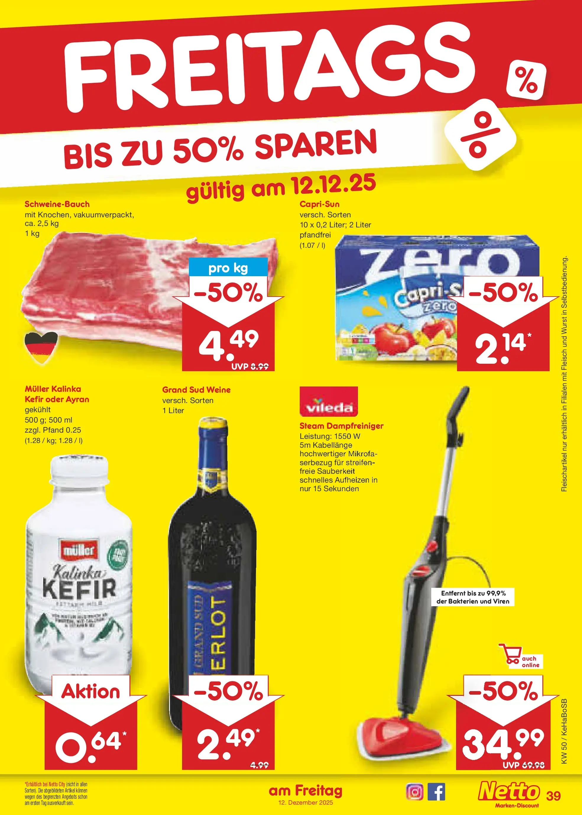 Netto Marken-Discount prospekt Bonn	 (ab 07.12.2025) » Angebote | Seite: 47 | Produkte: Kefir, Wurst, Grand sud, Fleisch