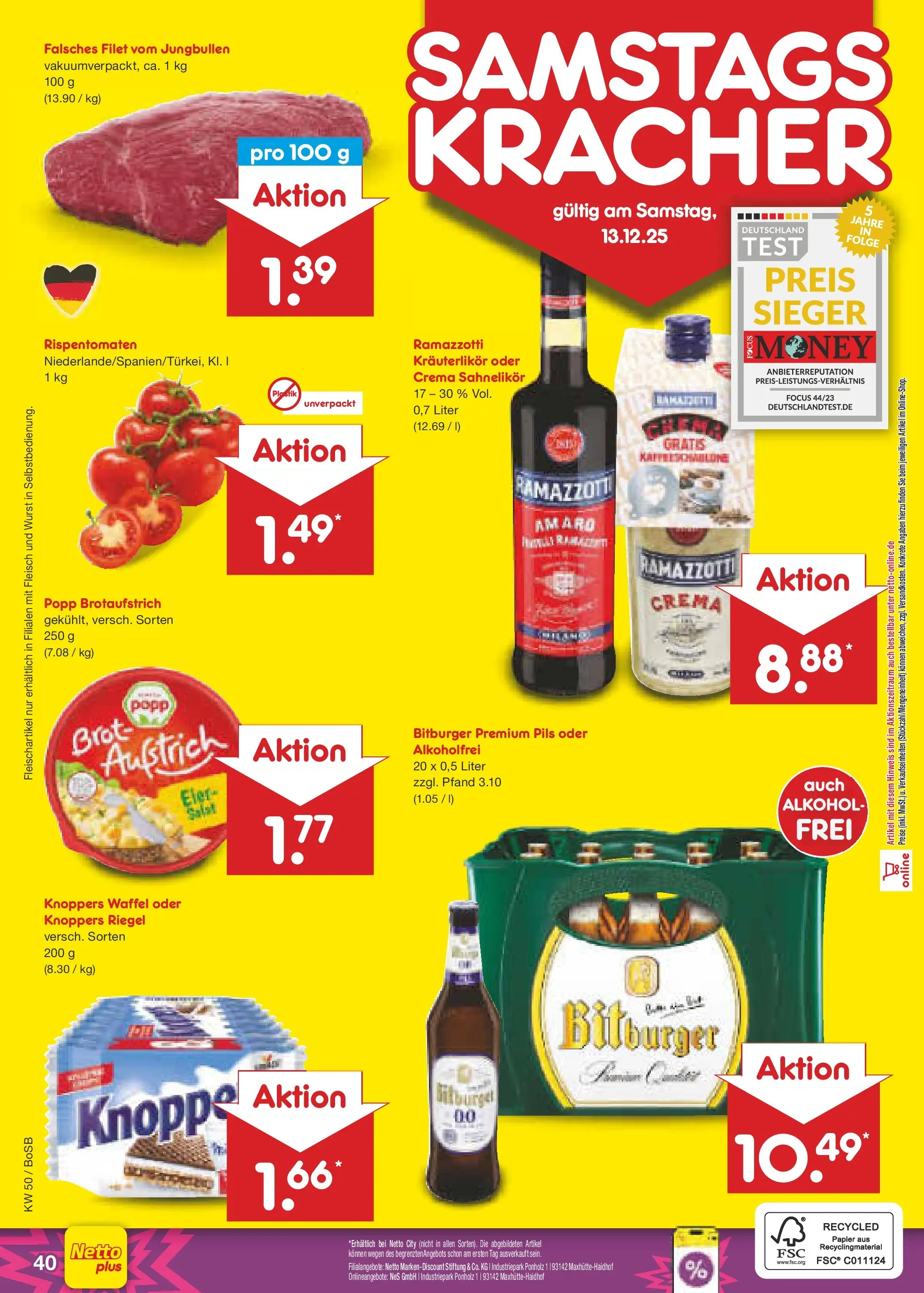 Netto Marken-Discount prospekt Stadtlohn	 (ab 08.12.2025) » Angebote | Seite: 48 | Produkte: Bitburger, Pils, Wurst, Brot