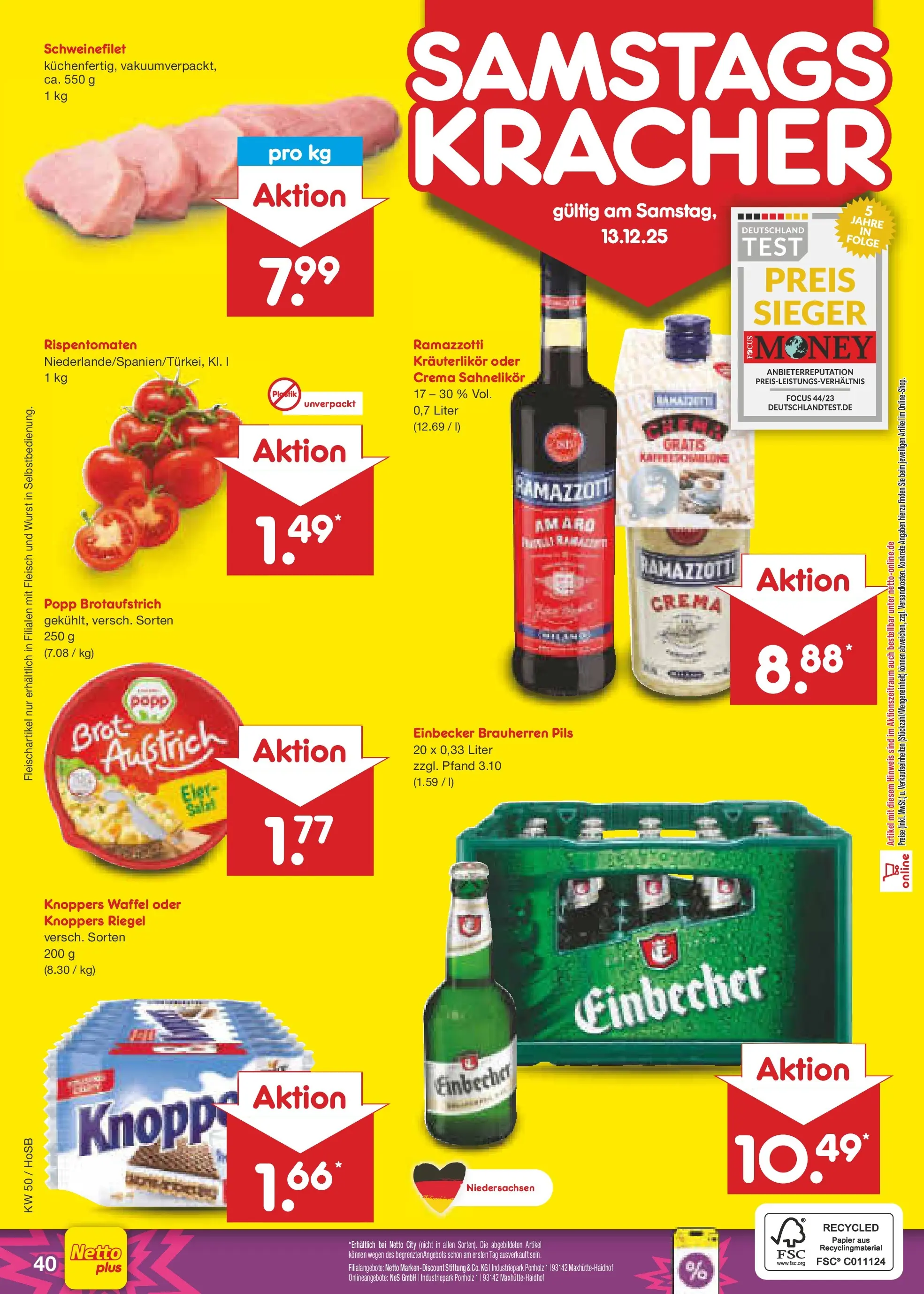 Netto Marken-Discount prospekt Hannover	 (ab 07.12.2025) » Angebote | Seite: 48 | Produkte: Pils, Brot, Fleisch, Ramazzotti