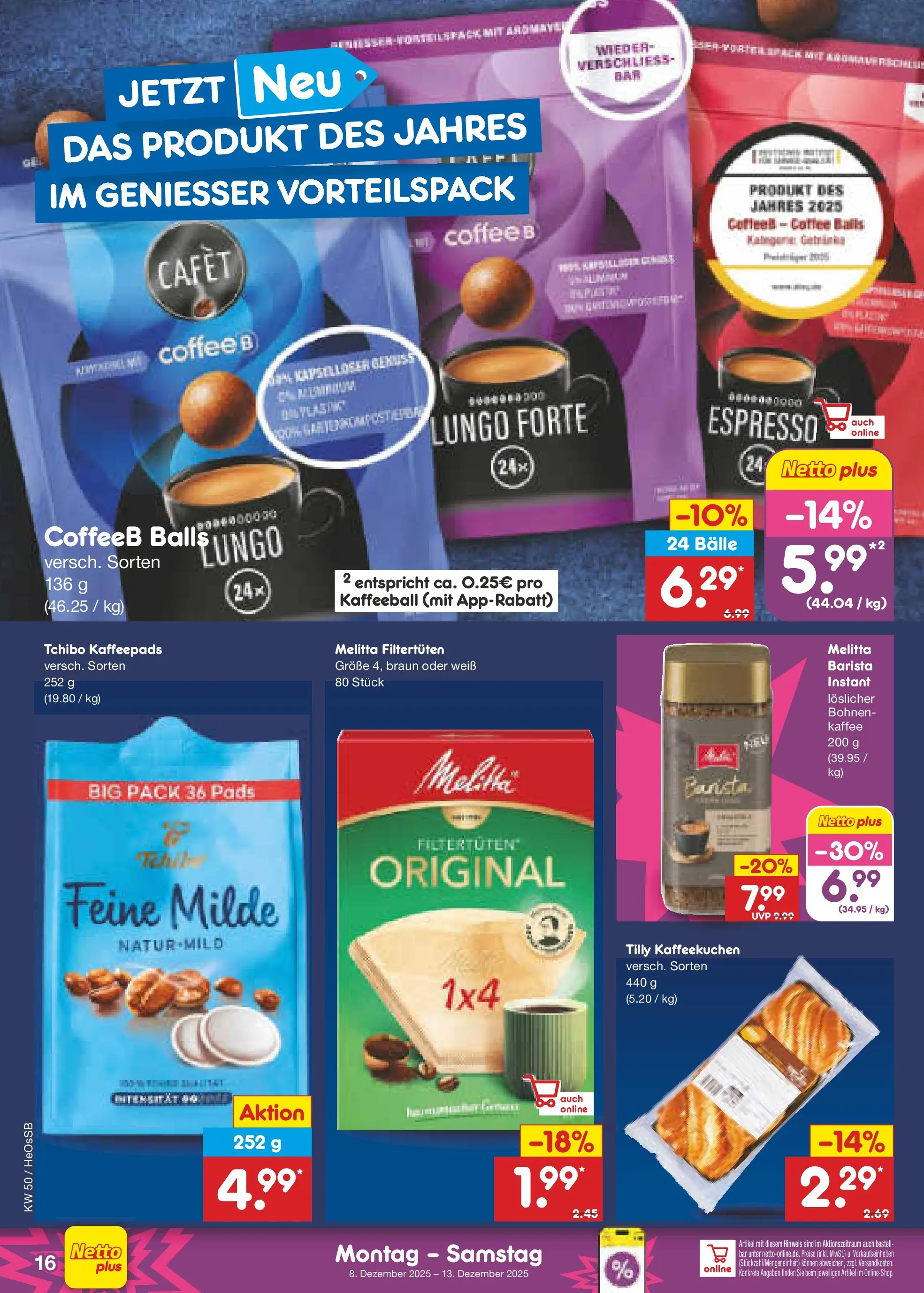 Netto Marken-Discount prospekt Kröpelin	 (ab 07.12.2025) » Angebote | Seite: 16 | Produkte: Melitta, Kaffeepads, Kaffee