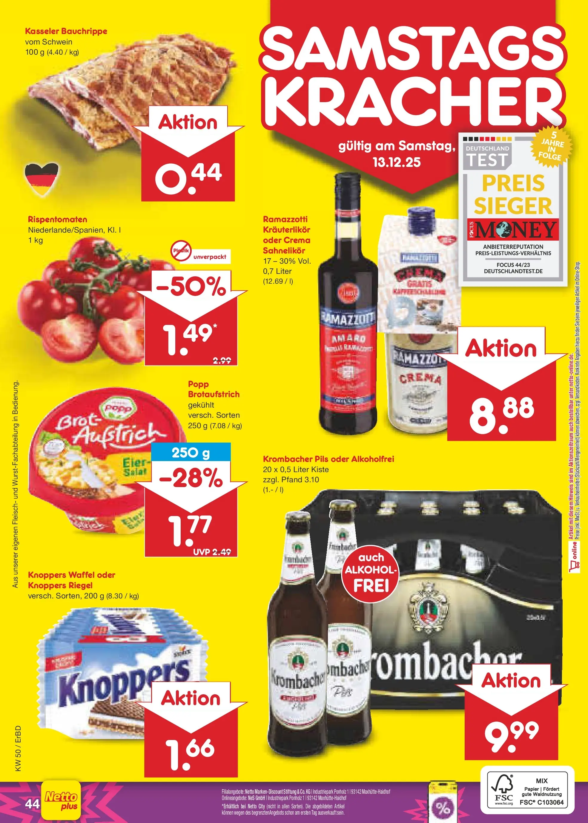 Netto Marken-Discount prospekt Jena-Lobeda	 (ab 08.12.2025) » Angebote | Seite: 48 | Produkte: Pils, Knoppers, Brot, Ramazzotti