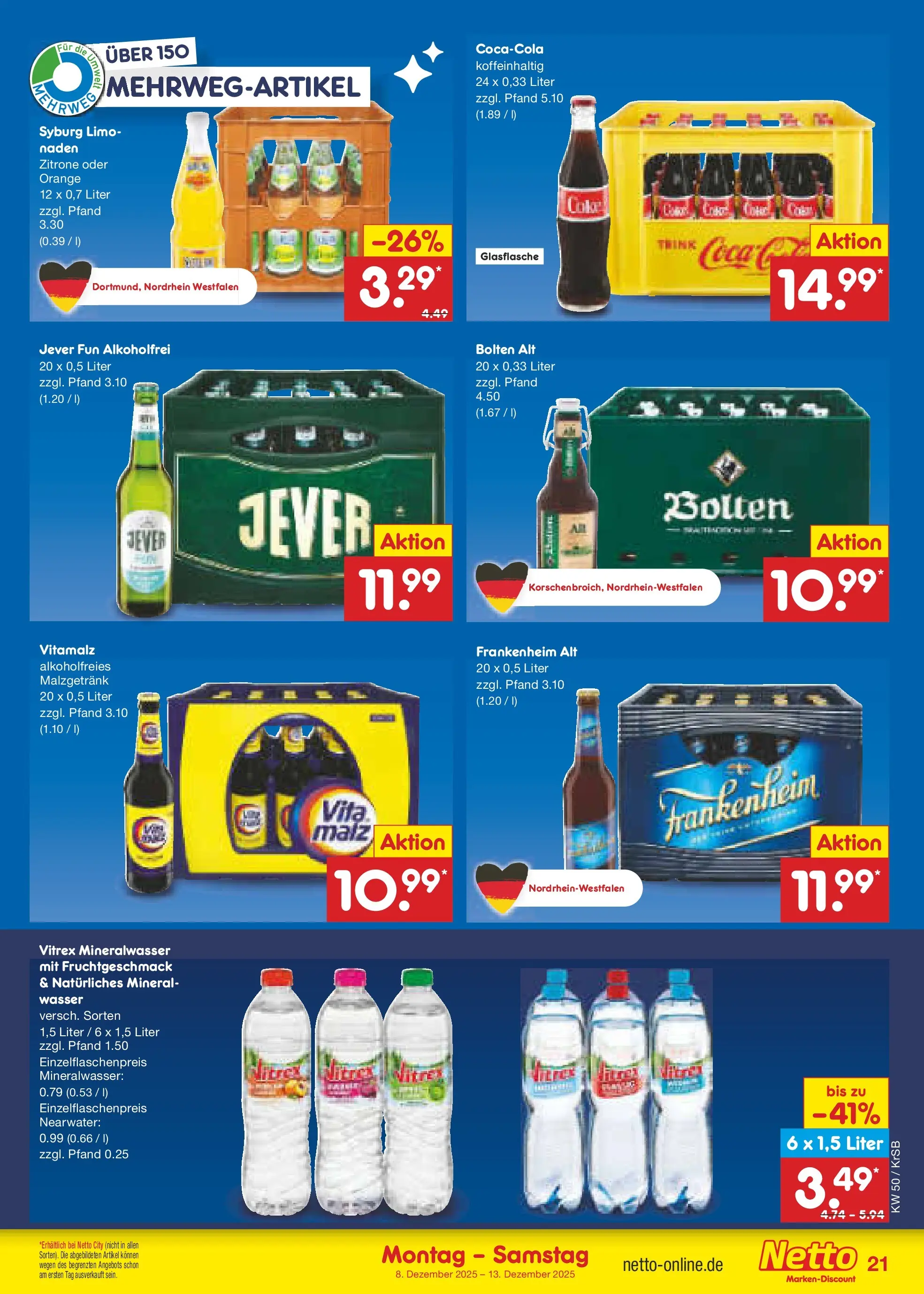 Netto Marken-Discount prospekt Jüchen	 (ab 08.12.2025) » Angebote | Seite: 27 | Produkte: Mineralwasser, Wasser, Zitrone, Jever