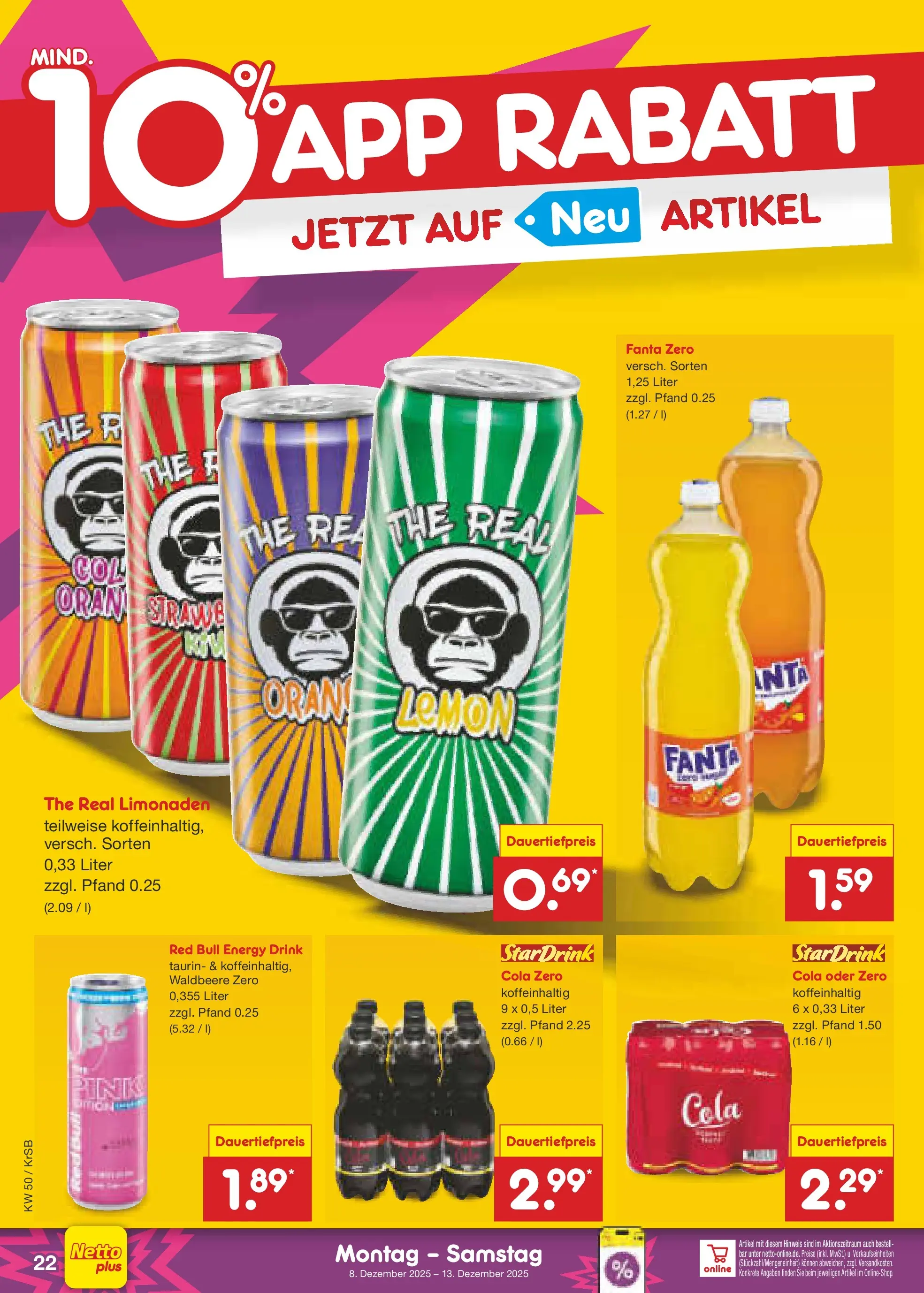 Netto Marken-Discount prospekt Jüchen	 (ab 08.12.2025) » Angebote | Seite: 28 | Produkte: Red bull, Fanta, Cola, Energy