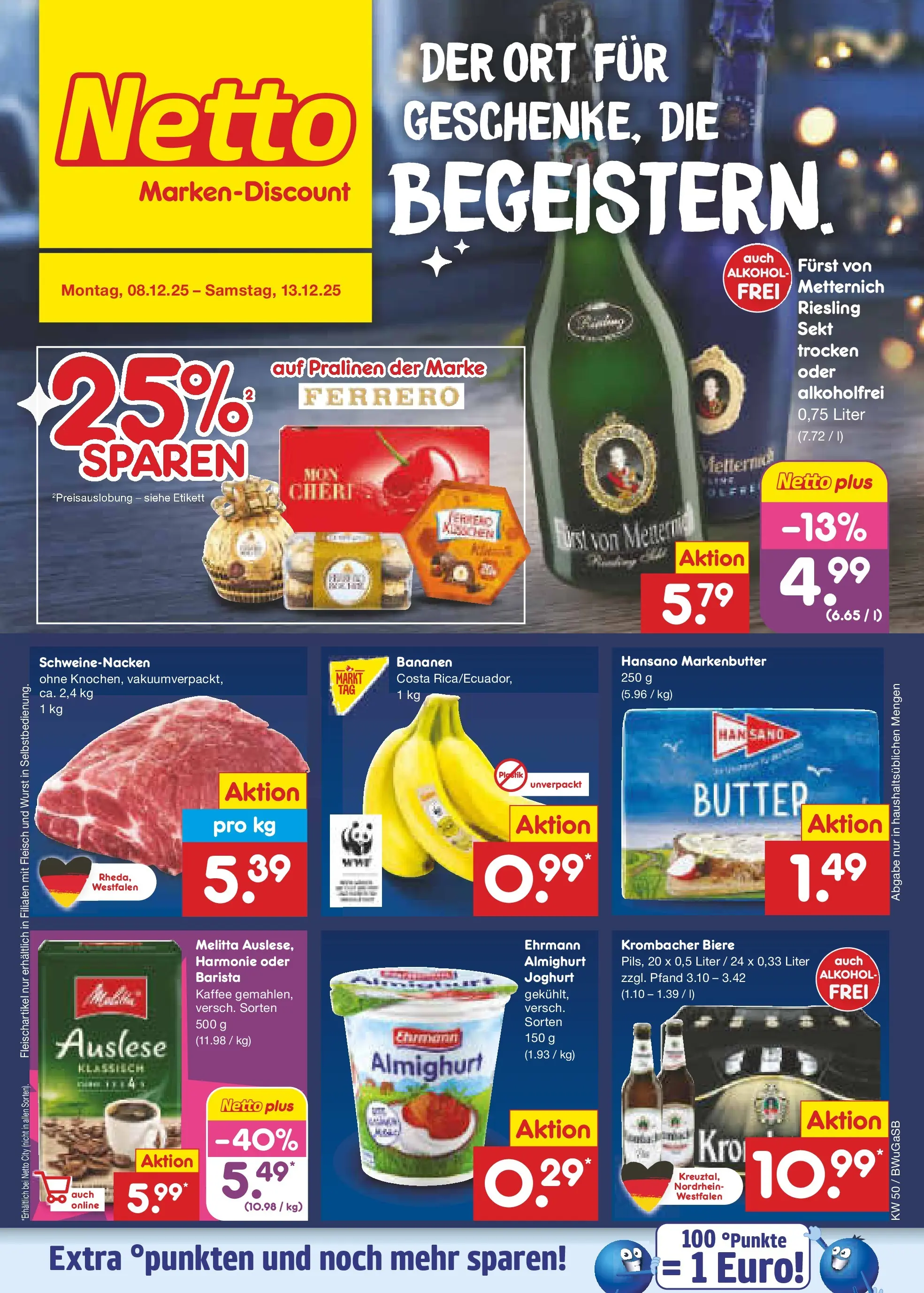 Netto Marken-Discount prospekt Bremen-Lesum	 (ab 07.12.2025) » Angebote | Seite: 1 | Produkte: Melitta, Kaffee, Sekt, Schweinenacken