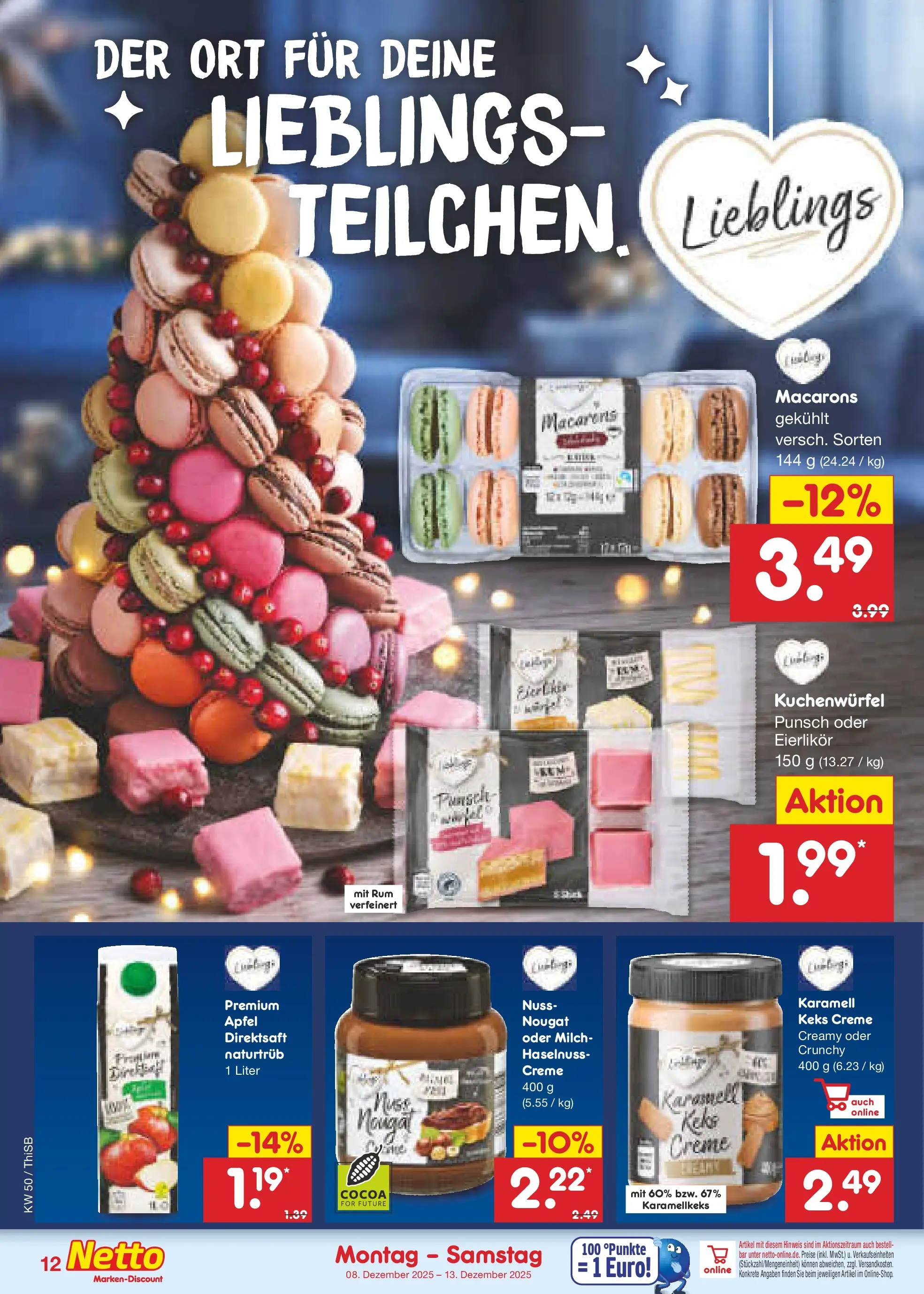Netto Marken-Discount prospekt Pirna	 (ab 08.12.2025) » Angebote | Seite: 12 | Produkte: Milch, Rum, Äpfel, Creme